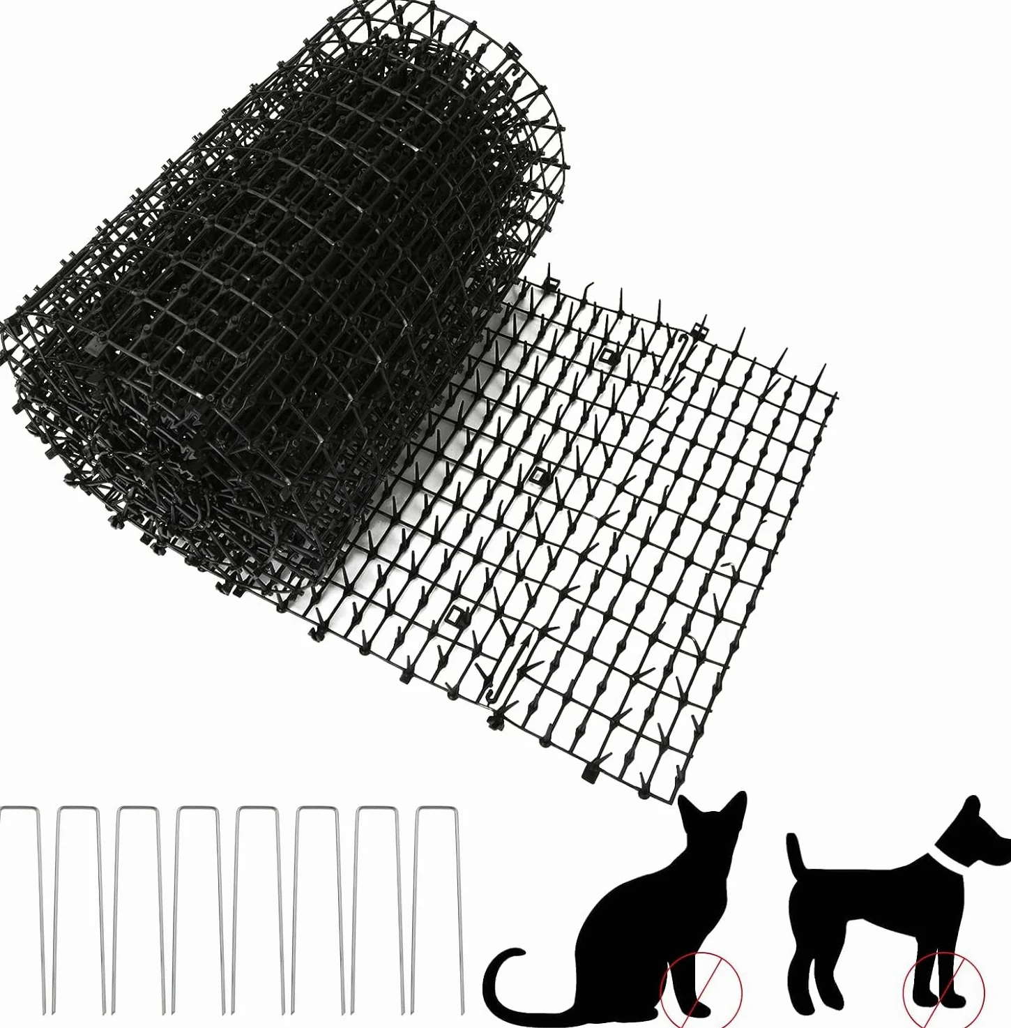 AKOLAFE Tapis Anti Chat 400 x 30 CM Tapis Anti-Chat avec 8 Pointes Tapis Anti Chien Noir Tapis Répulsif Chat Empêcher Animaux de S'approcher Tapis Picot Anti Chat pour Jardins Intérieurs et Extérieurs