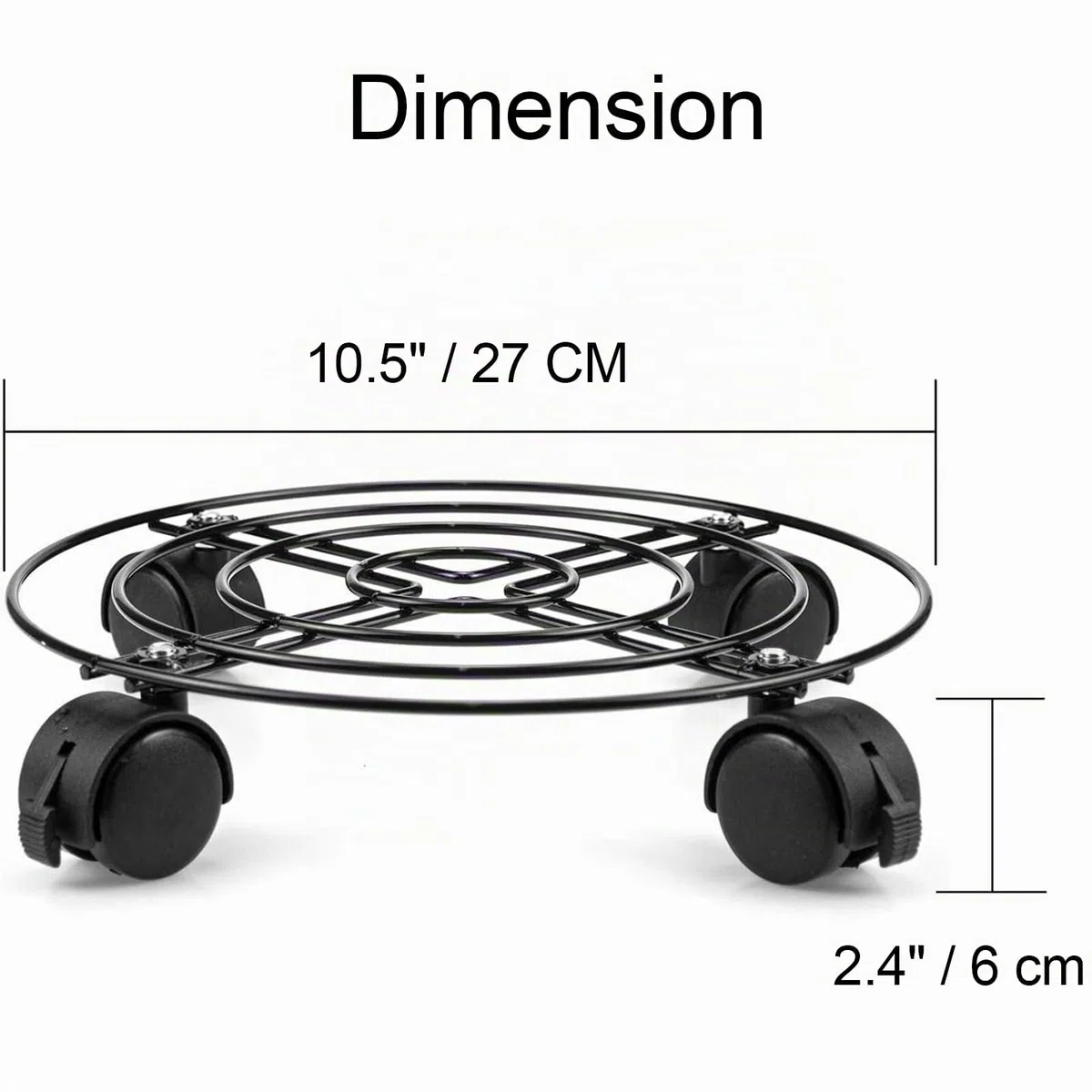 Tosnail 3Pcs Chariot de Plantes métal avec roulettes, 26.6 cm, Porte Plante pour l'intérieur, Support Roulant de Pot, Capacité de Charge 40 kg