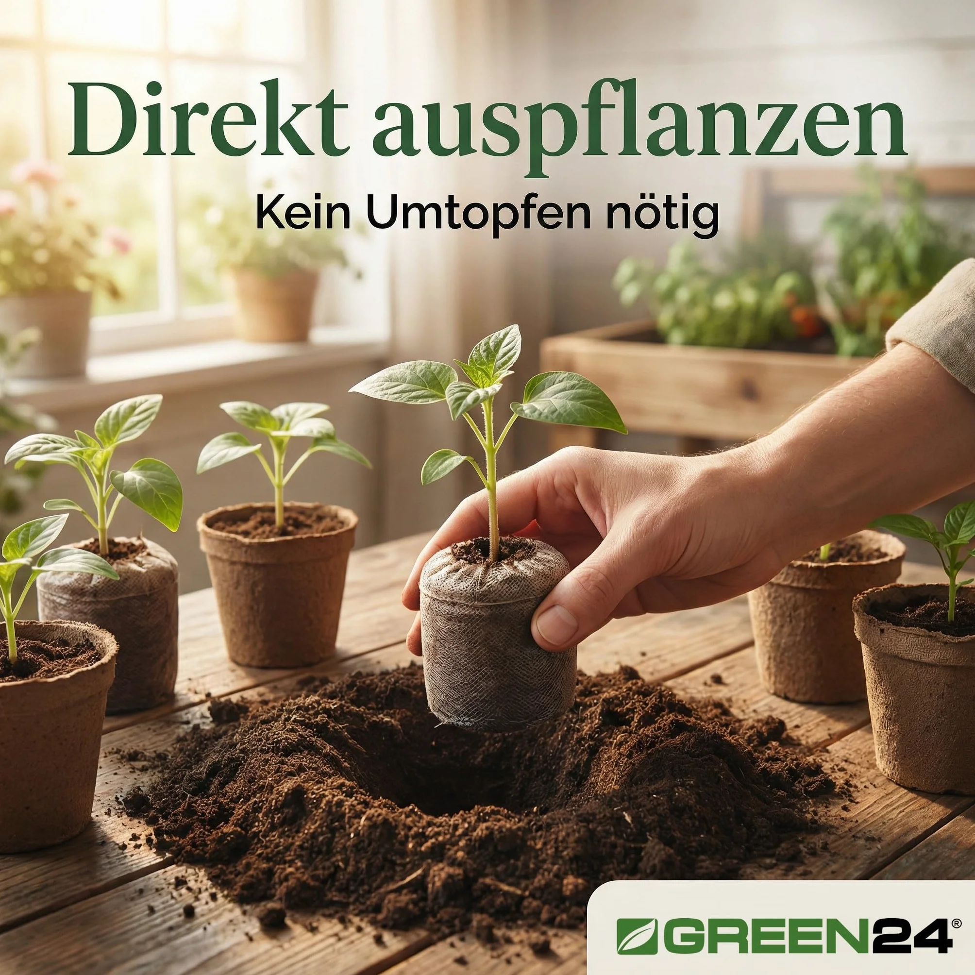 GREEN24 Jiffy Lot de 50 pastilles de Tourbe pour Pot de Fleur avec Instructions [Langue Allemande]