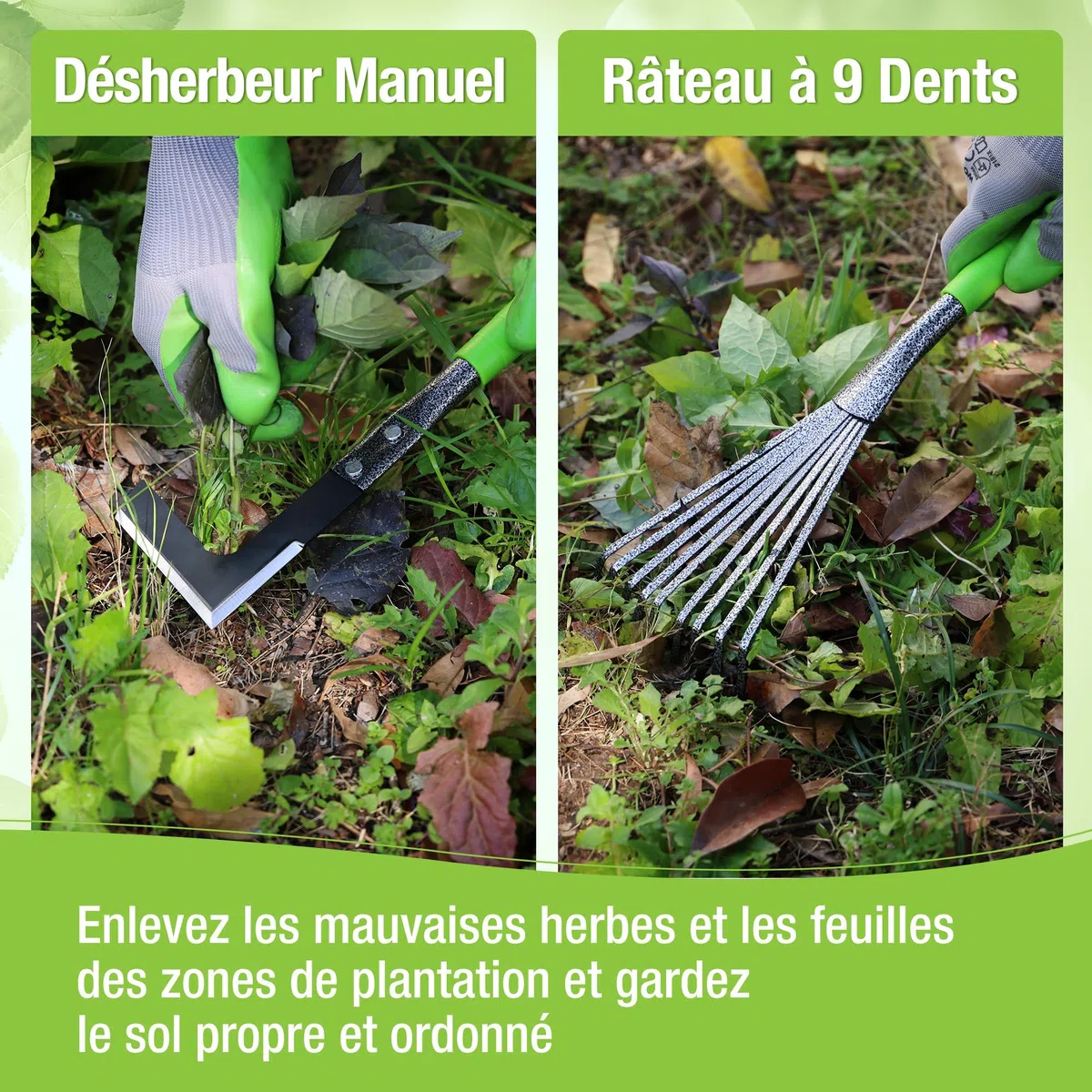 WORKPRO Outils de Jardinage 6 Pièces, Kit d'outils de Jardin en Acier Inoxydable avec Houe 2-en-1, Treulle, Râteaux, Couteau Désherbeur, Finition Martelée, pour Taille et Entretien, Cadeaux de Jardin