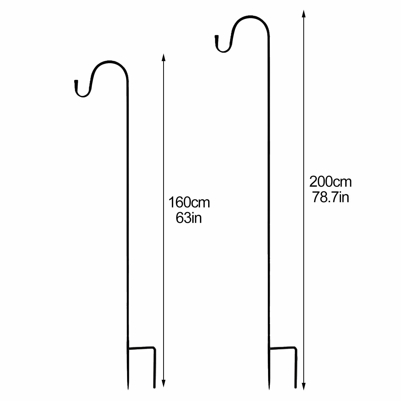Lot de 2 crochets de jardin, support robuste pour mangeoires et décoration extérieure, mât réglable