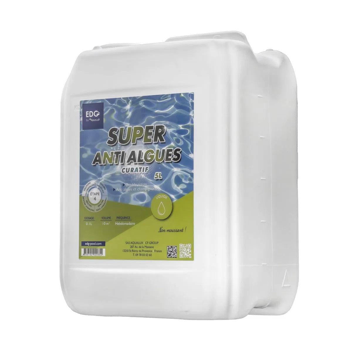 EDG - Super Anti Algues Piscine - Action Curative Anti Eau Verte et Eau Trouble - Effet Algicide - Bidon 5 litres - EDG by AQUALUX International