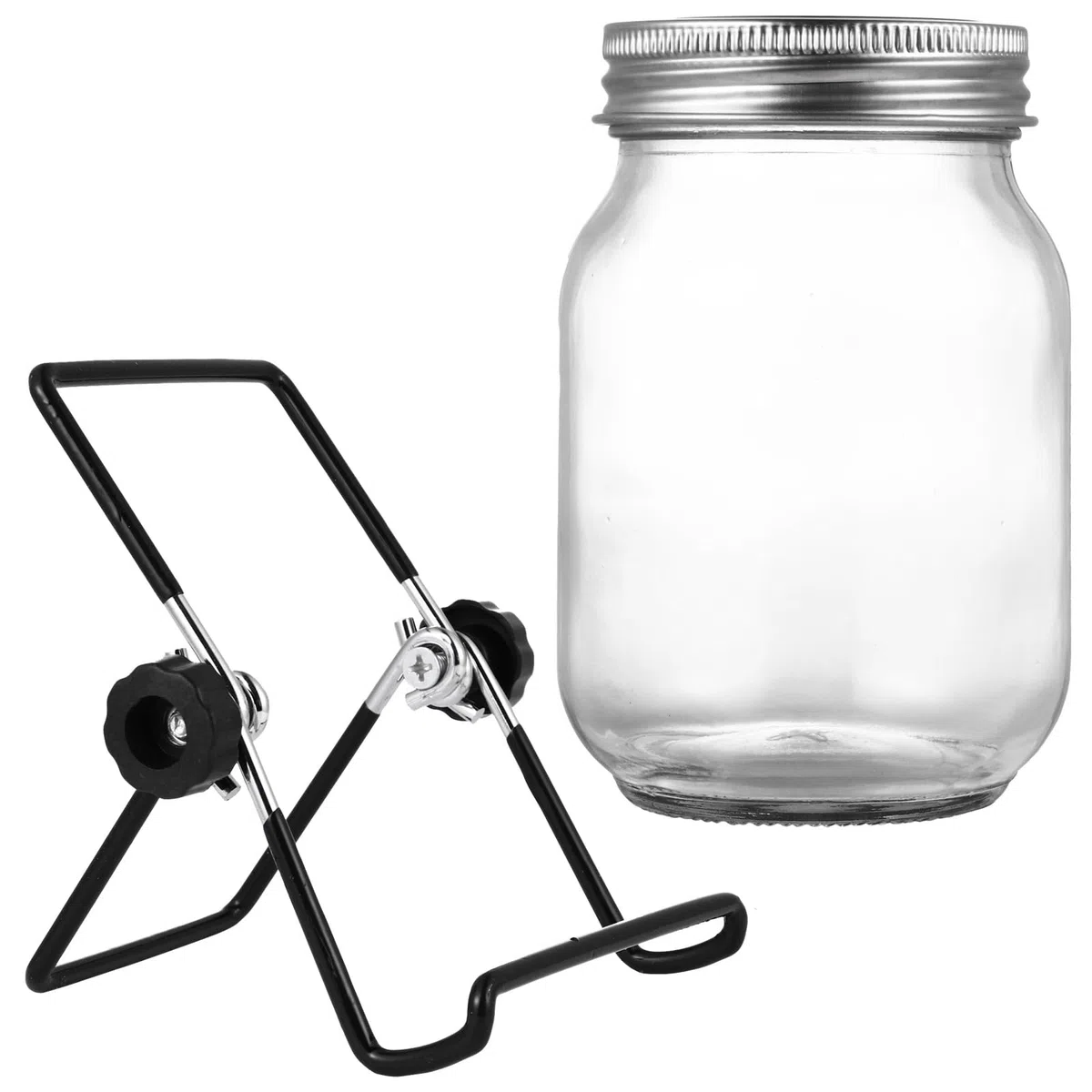 ibasenice Kit de Germination à Bocal Mason 500 ML Couvercle en INOX et Support Noir Incliné – Ensemble pour Germoir de Graines, Culture Maison, Drainage et Aération Efficace