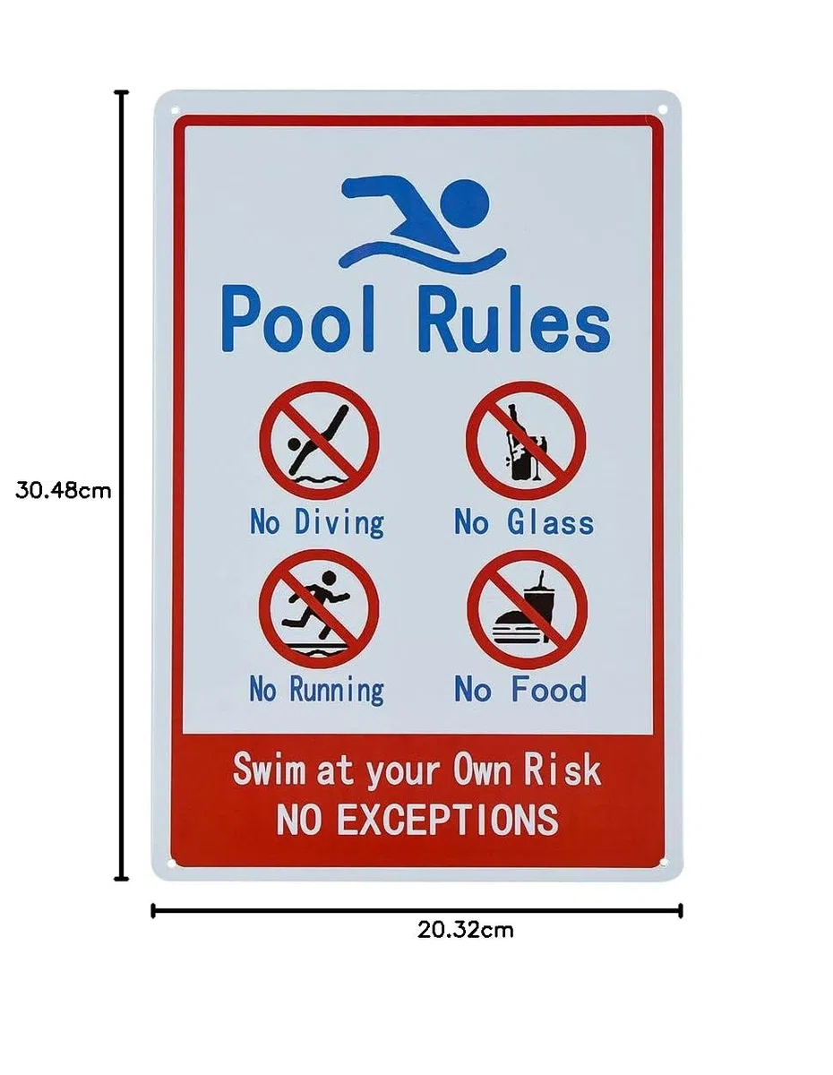 Lot de 2 panneaux pour piscines résidentielles ou commerciales, règles générales de piscine commerciales