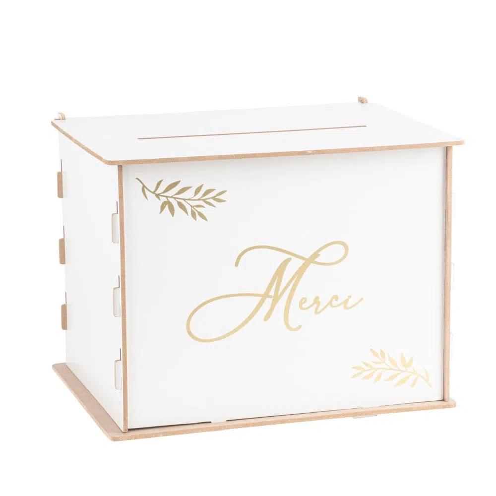 Artifetes Générique - URNE Bois Merci RÉUTILISABLE 30X23.5X23.5CM Blanc