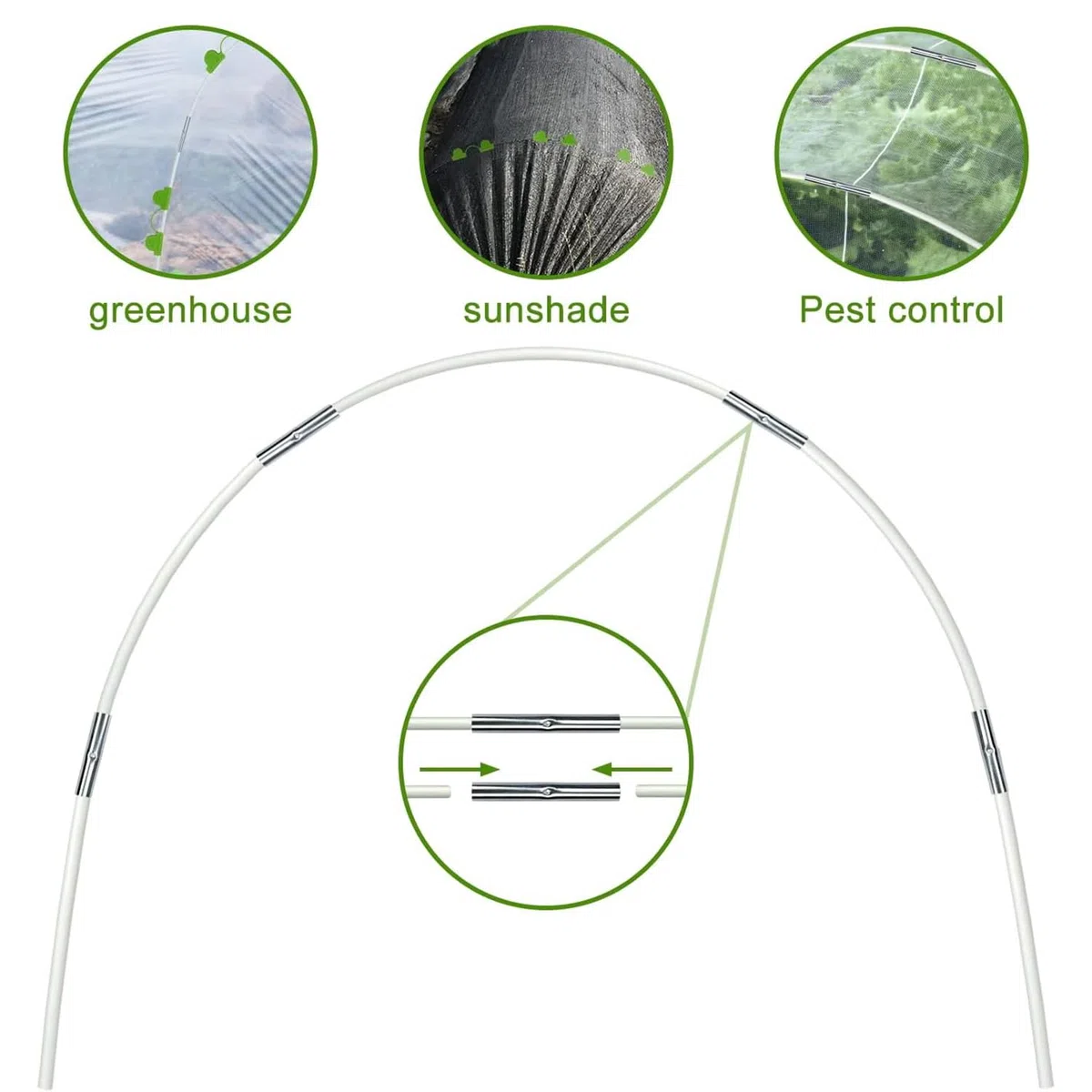 YeahBoom Garden Arceaux pour Serre Tunnel, Tunnel de Plantation arqué, Cadre pour Serre De Jardin, Plantes Poussent des Tunnels Soutien Maisons Jardinage Un Cadre Culture en Fibre Verre Jardins