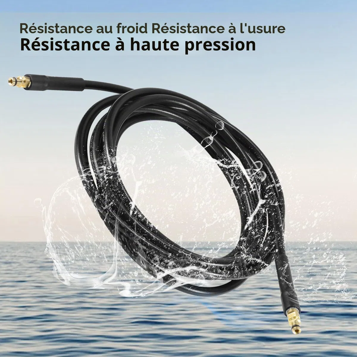 YUET 5M Tuyau de Rechange de Nettoyeur Haute Pression Pour Karcher K2 K3 K4 K5 K6 K7 Rallonge Flexible Connecteur Rapide avec Embouts en Laiton Tuyau d'extension