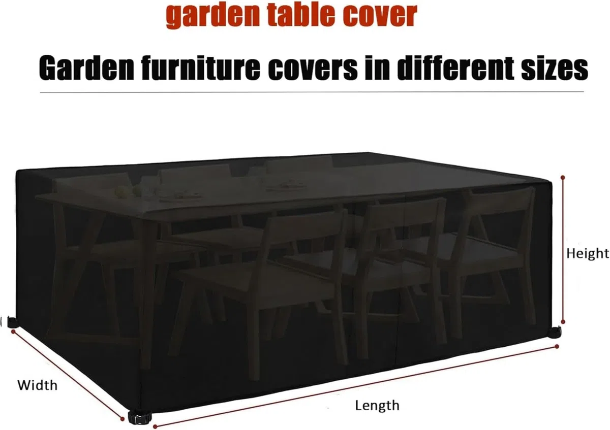 Housse de Protection Table de Jardin 300x130x85cm/LxWxH Housse Table Exterieur Impermeable, Coupe-Vent,Anti-UV,Housse Salon De Jardin Exterieur, 600D Oxford Housse de Bâche Meuble