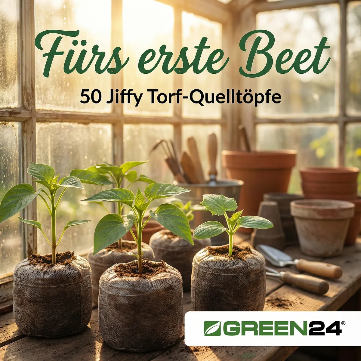GREEN24 Jiffy Lot de 50 pastilles de Tourbe pour Pot de Fleur avec Instructions [Langue Allemande]