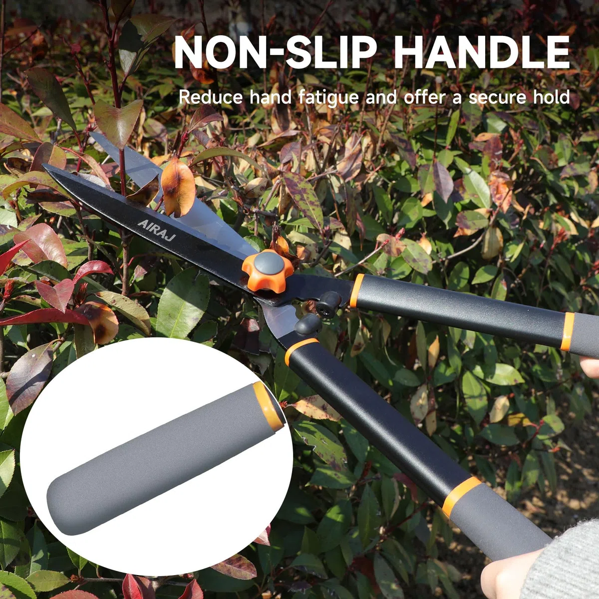 AIRAJ 58 cm Cisaille à Haie, Équipée De Lames Tranchantes En Acier Au Carbone Et D'Une Poignée Ergonomique Confortable. Cette Cisaille à Haie Légère Est Idéale Pour Tailler Les Haies, Les Arbustes