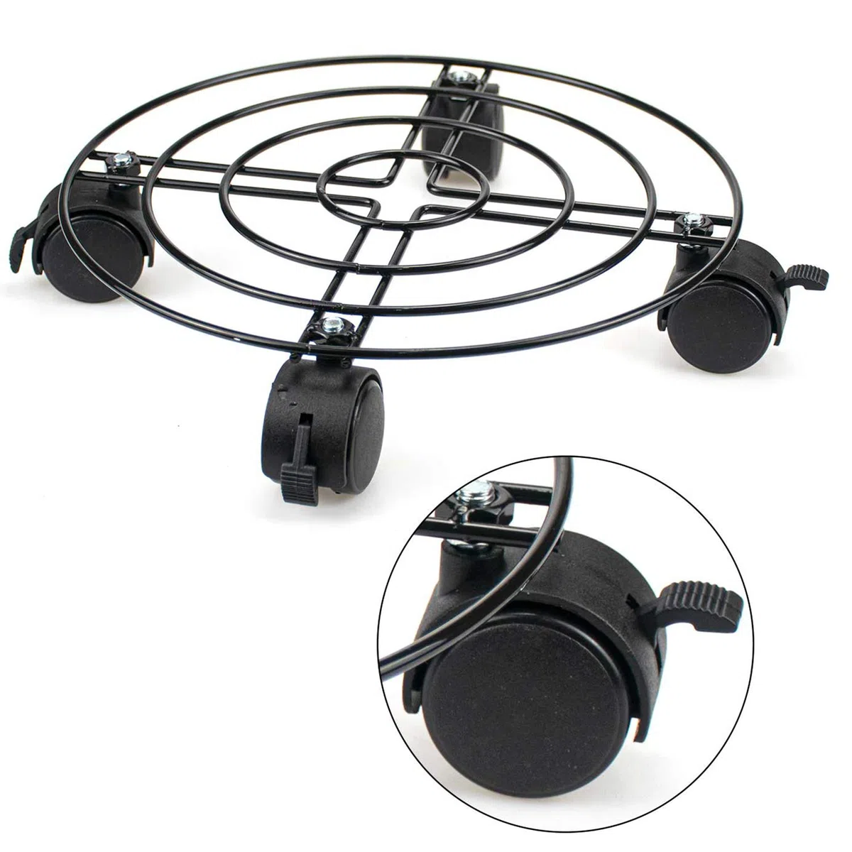 Tosnail 3Pcs Chariot de Plantes métal avec roulettes, 26.6 cm, Porte Plante pour l'intérieur, Support Roulant de Pot, Capacité de Charge 40 kg