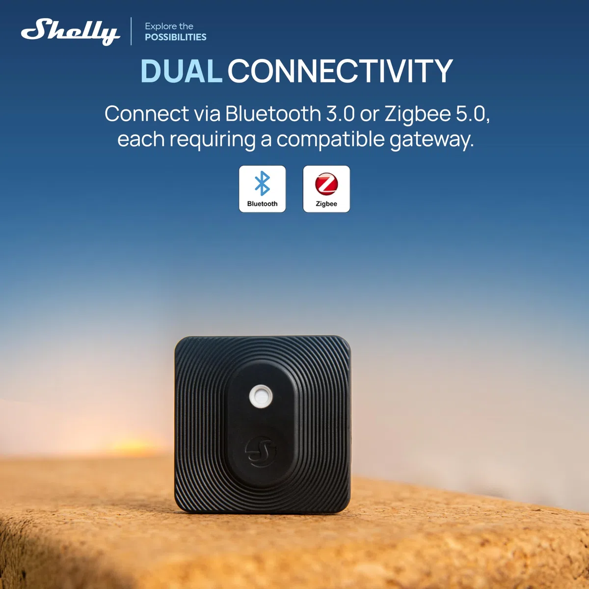 Shelly BLU H&T ZB Noir – Capteur de température et d’humidité Zigbee et Bluetooth, Thermomètre, Hygromètre connecté, Protection IP54, Pile 2 ans, Actualisation 1 min, Alertes Shelly app
