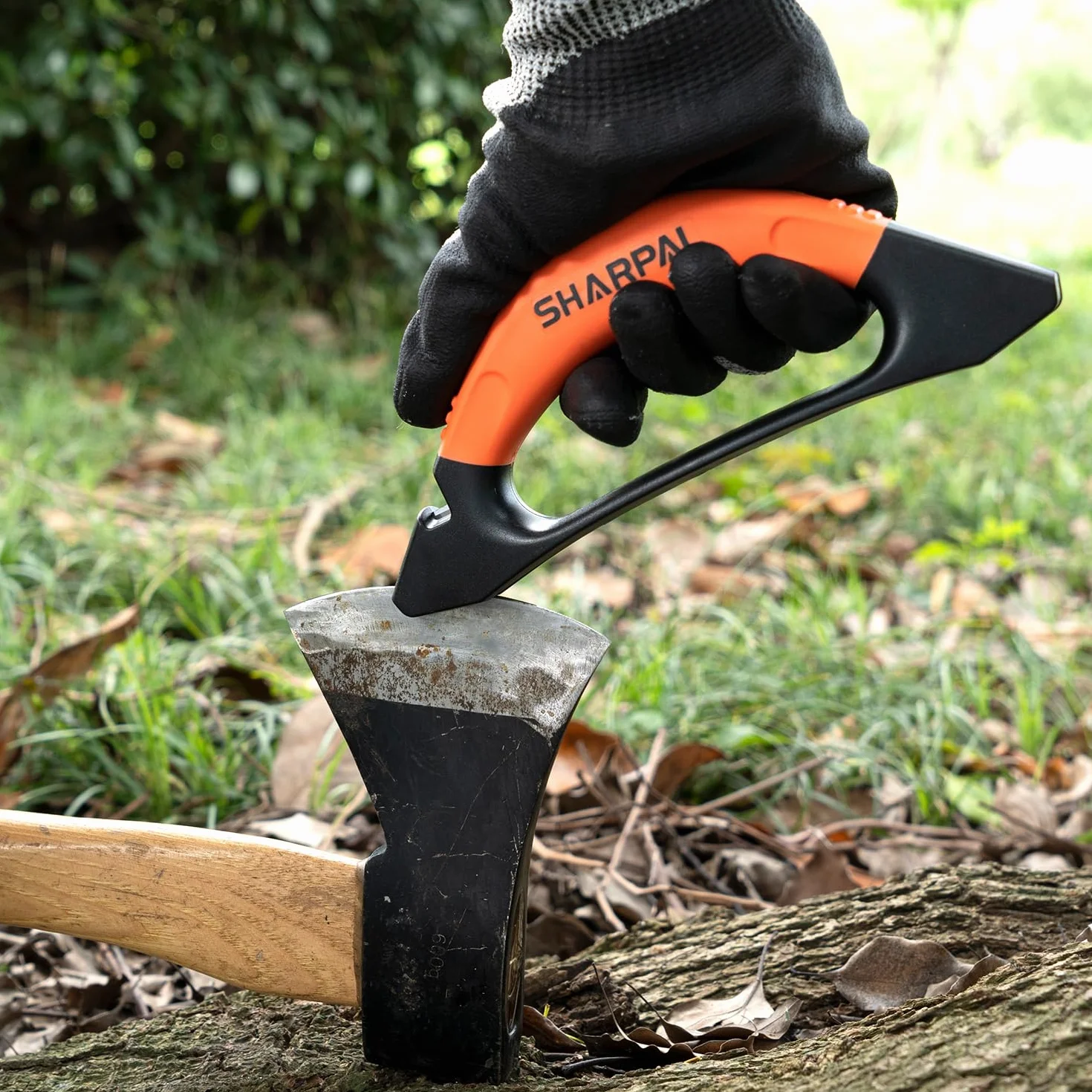 Sharpal 112N Aiguiseur de haches et de couteaux 3 en 1 pour outils de jardin, couteaux, hache, machette, tondeuse à gazon, ciseaux, acier au tungstène pour meulage grossier, céramique pour la finition