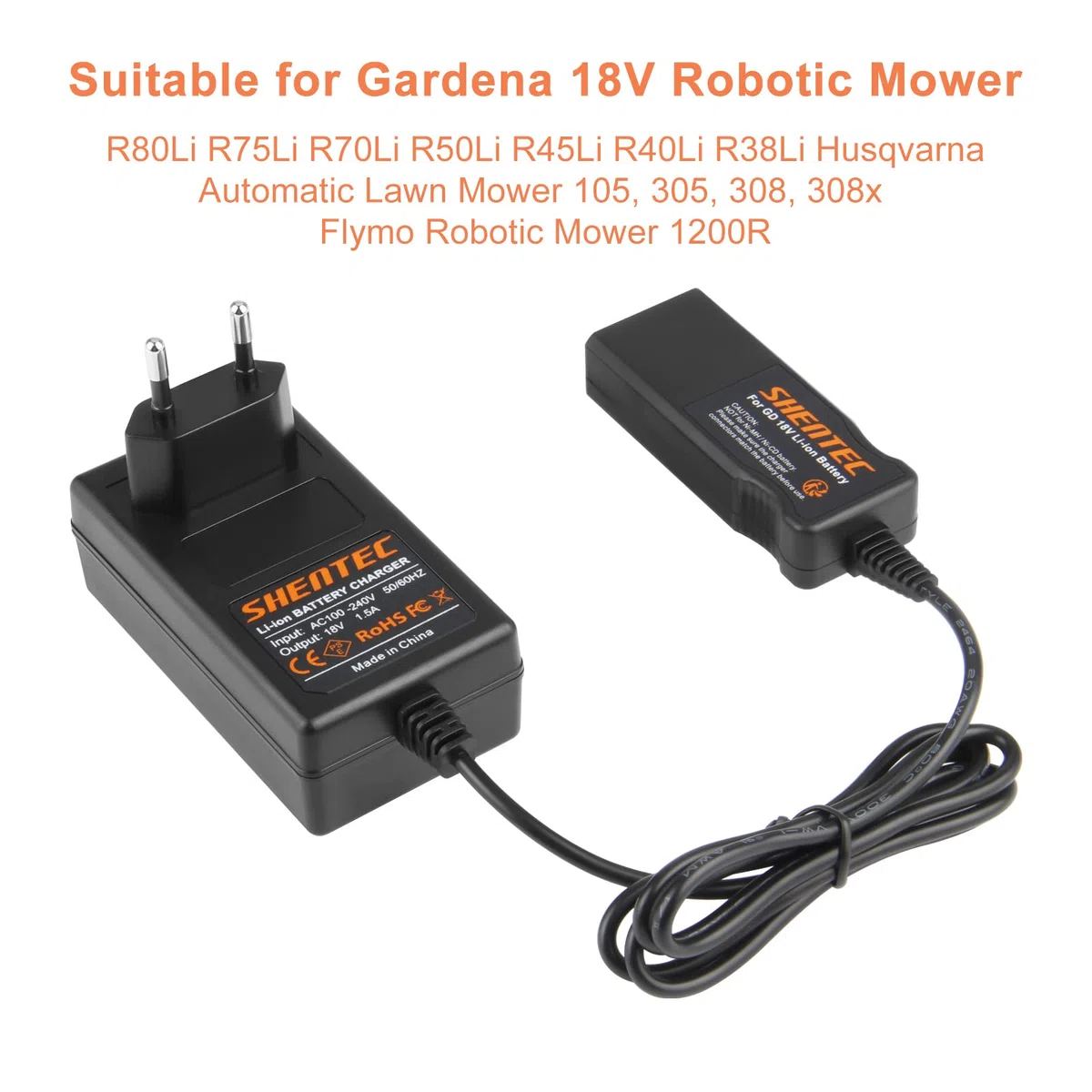 Shentec 18V Chargeur pour Gardena 9840-20 8878-20 8025-20 18 V (ne Convient Pas aux Batteries NI-MH/NI-CD)