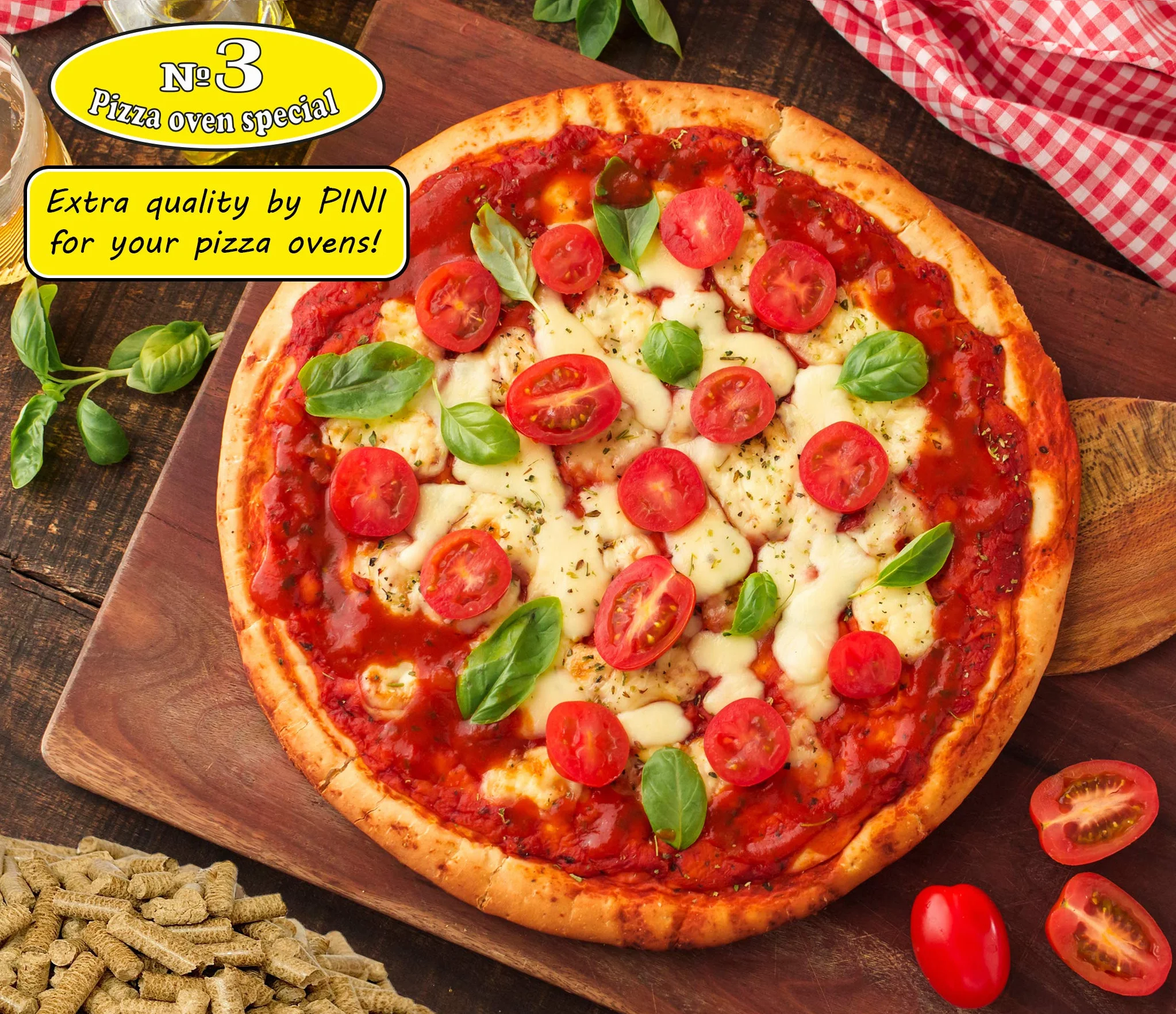 PINI Pellets de Bois Dur №3 Pizza Four spécial 10 Kg pour Four à Pizza à Pellet