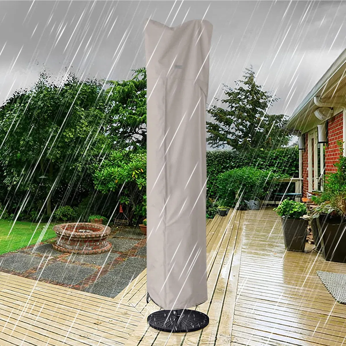 Housse de parasol déporté étanche | Housse de parasol d'extérieur robuste avec fermeture éclair | Parapluie cantilever incurvé et poteau droit anti-poussière pour terrasse