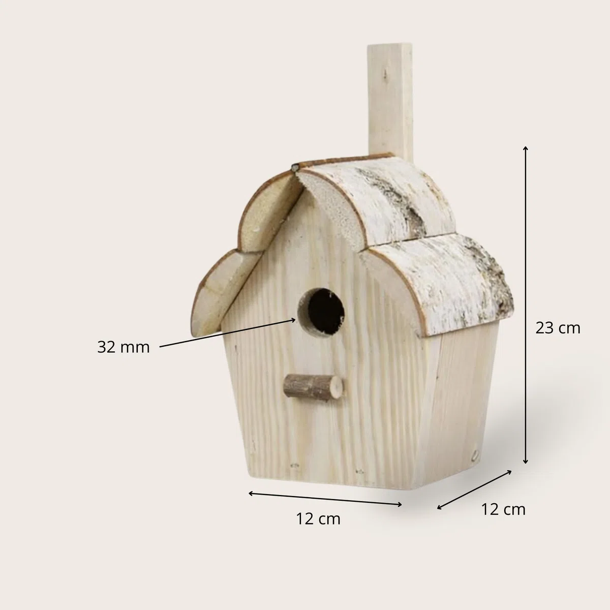 Nichoir pour Oiseaux, nichoir en Bois, nichoir en Bois 12 x 12 H 23/30 cm (32 mm)