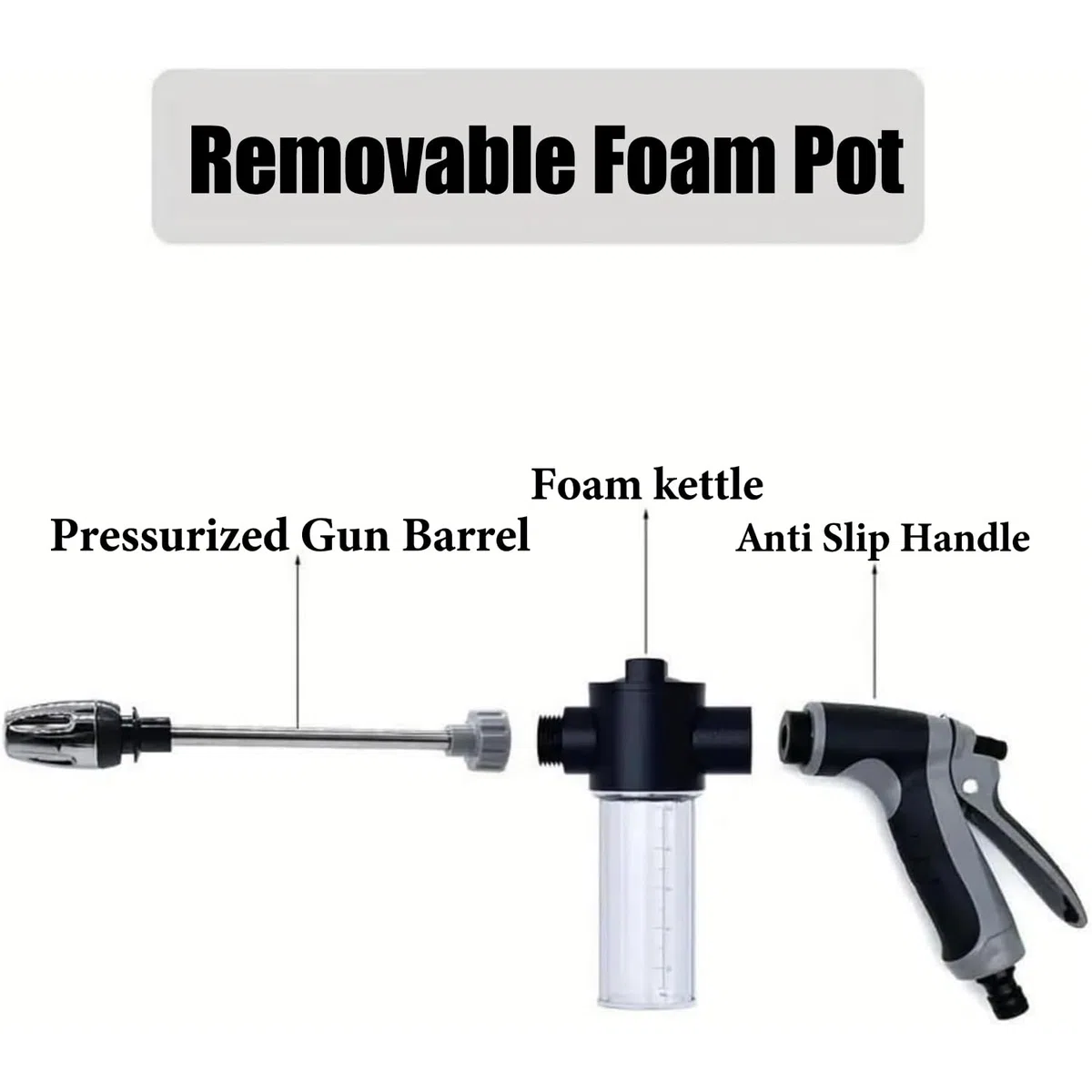 Pistolet Haute Pression pour Tuyau de Jardin, Nettoyeur Haute Pression réglable, avec longue canne & accessoires, multiples effets de pulvérisation, idéal pour voiture, jardin & terrasse