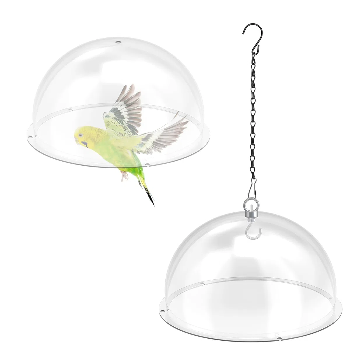 2 pièces Dôme de Protection pour Mangeoires à Oiseaux,Diamètre 30cm Couverture de Pluie Transparente Anti Écureuils Idéal,avec des Chaînes,pour Le Jardin et la Terrasse