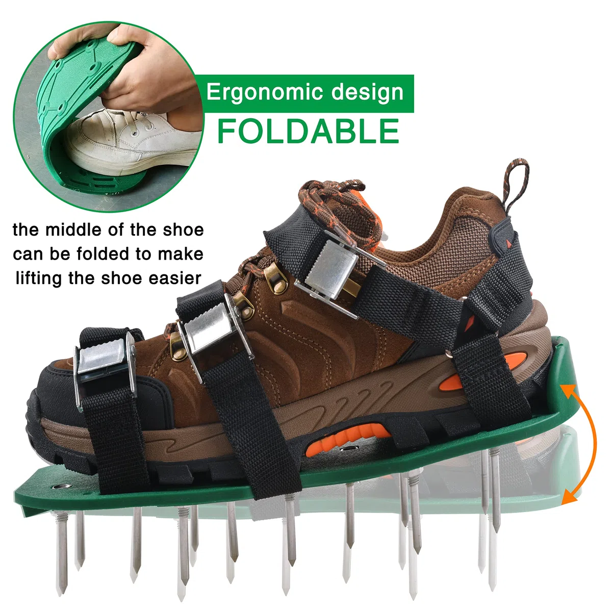 Chaussures aérateurs de pelouse, aérateur d'herbe de jardin, clous en acier robuste, chaussures aérateurs de cour pour aérer efficacement le sol de la pelouse