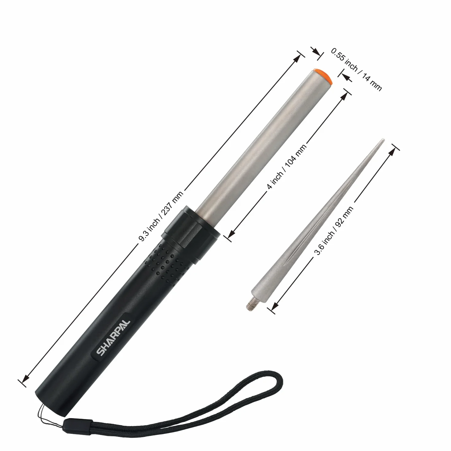 SHARPAL 178N Aiguiseur de lame 3 en 1 | Tige d'affûtage diamant 10,2 cm grain 600 | Aiguise tous les couteaux et outils avec bord droit, dentelage et crochets | Aiguiseur de couteaux de poche