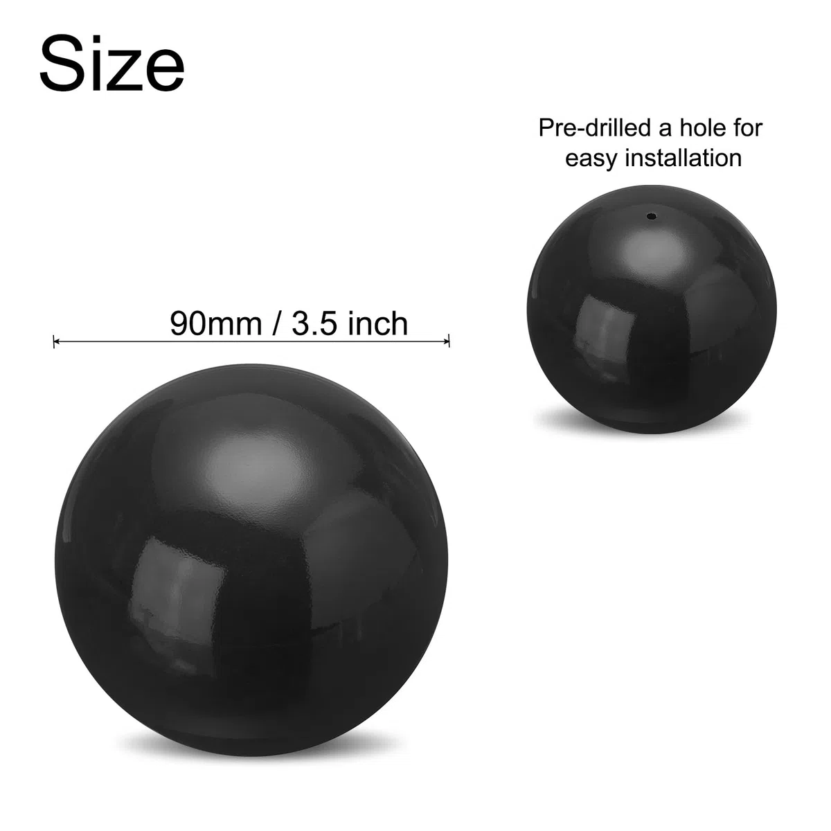 QUARKZMAN Boule de Décoration de Globe de Jardin 3,5 Pouces 90 mm Sphère Réfléchissante Polie, Boule de Jardin en Acier Inoxydable pour Décoration de Jardin à Domicile, Noir Brillant