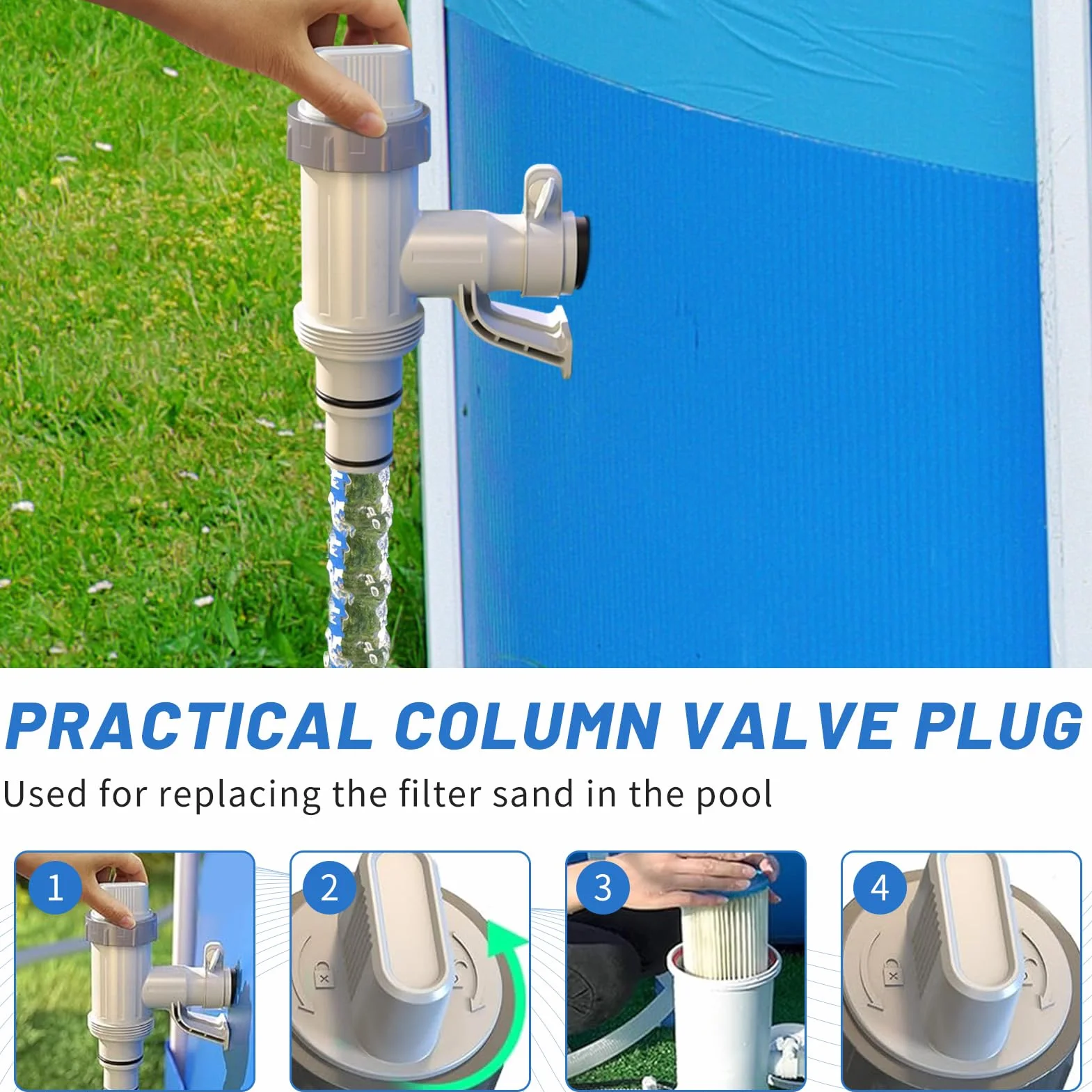 Vanne D'arrêt Pour Piscine Avec Raccord De Tuyau De 32mm 38mm, Robinet D'arrêt Pour Piscine Avec 2 Colliers De Serrage Rechange, Double Split Tuyau Valve Plunger Accessoires De Piscine (lot de 2)