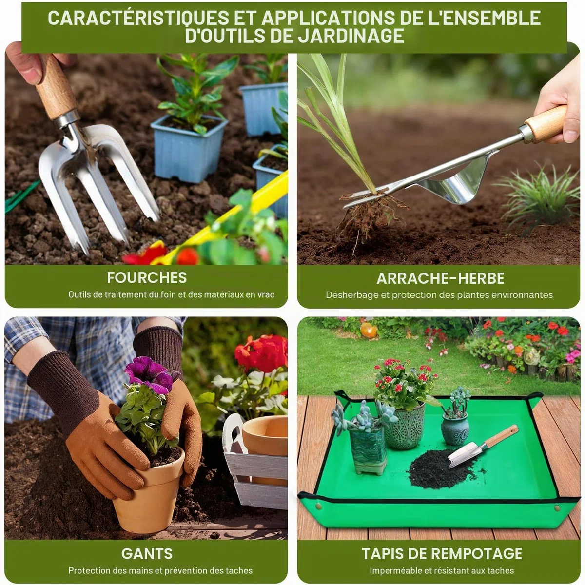 Kynup Kit de Jardinage 9 Pièces, Ensemble Outils de Jardin en Acier Inoxydable avec Manches en Bois Ergonomiques - Idéal pour la Plantation, Désherbage et Rempotage, Cadeau Pratique pour Jardiniers