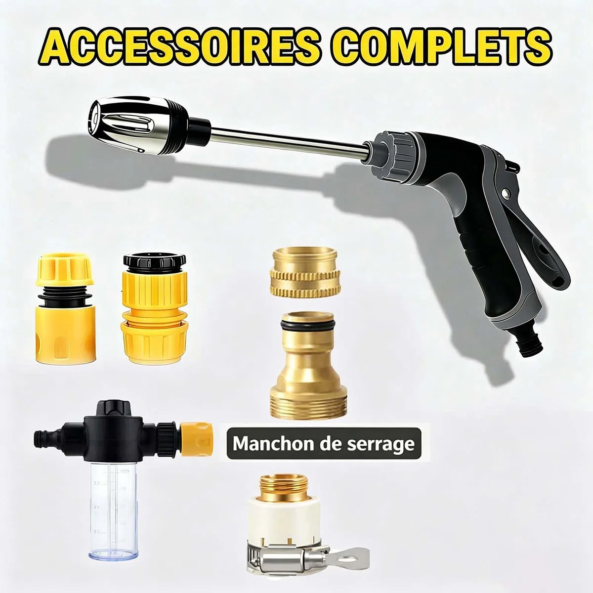 Jetterix Haute Pression Portable – 2026 Nouveau jetterix Pistolet de Nettoyage Puissant 15x avec Buse Multi-Angle pour Voiture, Terrasse et Gouttière (1 pcs)