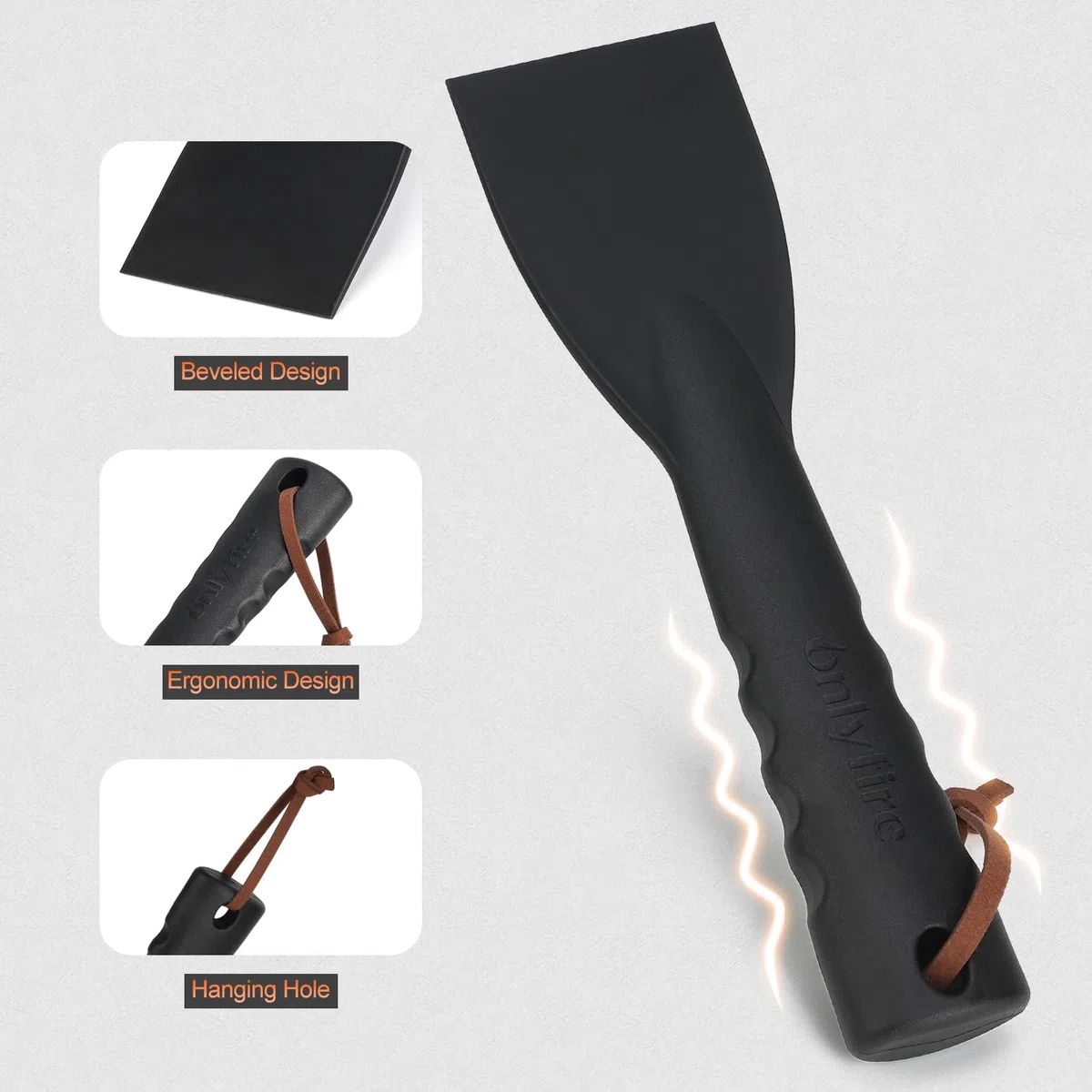 Onlyfire Brosse à Barbecue avec Grattoir et 2 Éponges de Nettoyage - Accessoires de Nettoyage pour BBQ à Gaz et Charbon - Racloir en Plastique pour Barbecue - Poils Métalliques - Éponge Double Face
