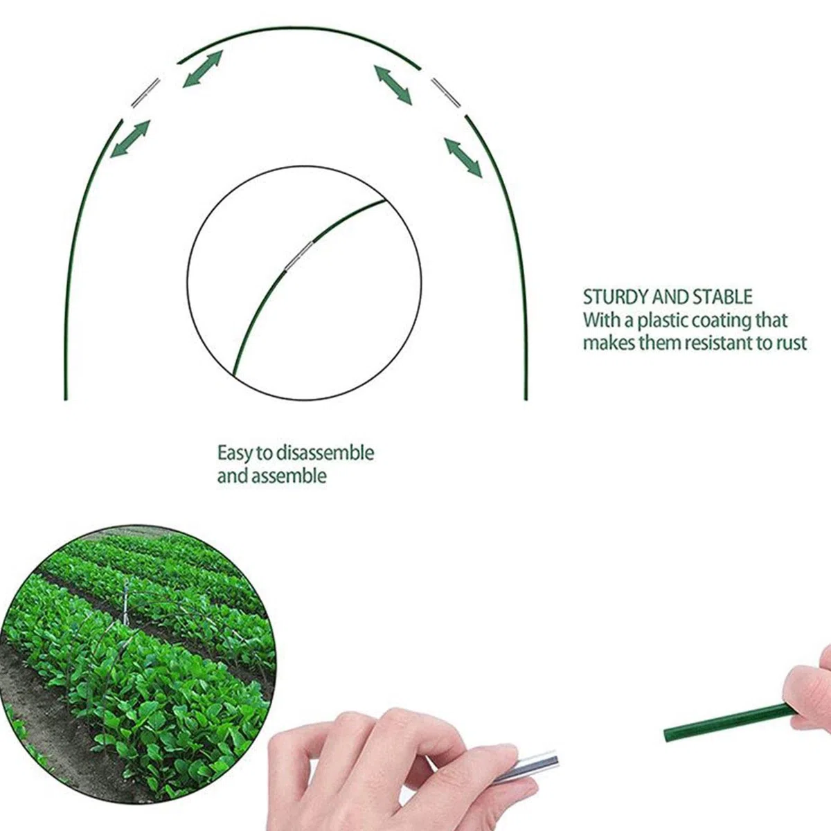 10 Cerceaux en en Fibre Verre Jardin pour Serre - - pour Serre