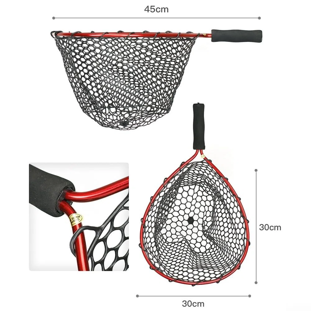 DAZZLEEX Épuisette de pêche, poteau en alliage d'aluminium + sac en silicone pour oiseaux et poissons, léger et portable