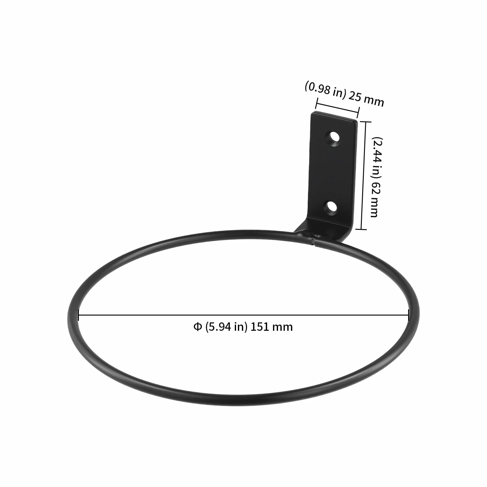 KEILEOHO Lot de 6 supports de pot de fleurs en forme d'anneau, 15 cm, noir, support mural avec vis et chevilles, support pour pots de fleurs, balcon et jardin