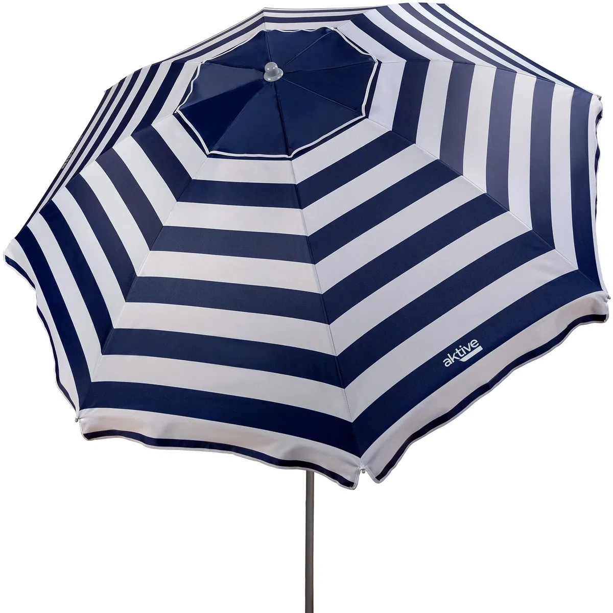 AKTIVE Parasol de Plage, 220 cm, Pare-Soleil Résistant au Vent, Toit de Ventilation, Mât 28-32 mm, Protection UV50, Motif Rayures Sailor, Sac de Rangement Inclus