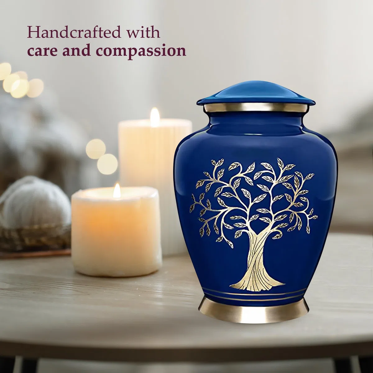 Trupoint Memorials Grande urne funéraire en Forme d'arbre de Vie pour Les Cendres humaines – Une urne Chaude et Simple Qui Fait Un Endroit de Repos pour Votre Bien-aimé – avec Sac en Velours