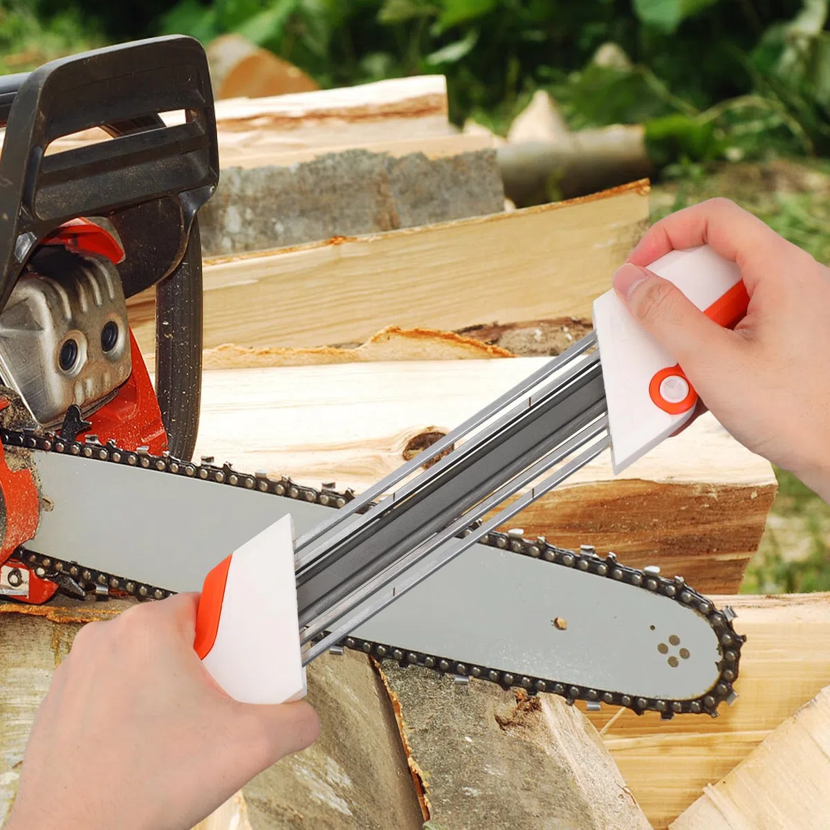 Affûteur Chaîne 2-en-1 pour Tronçonneuse Stihl 3/8" LP, Outil d'Affûtage Tronçonneuse (Lime 4mm)