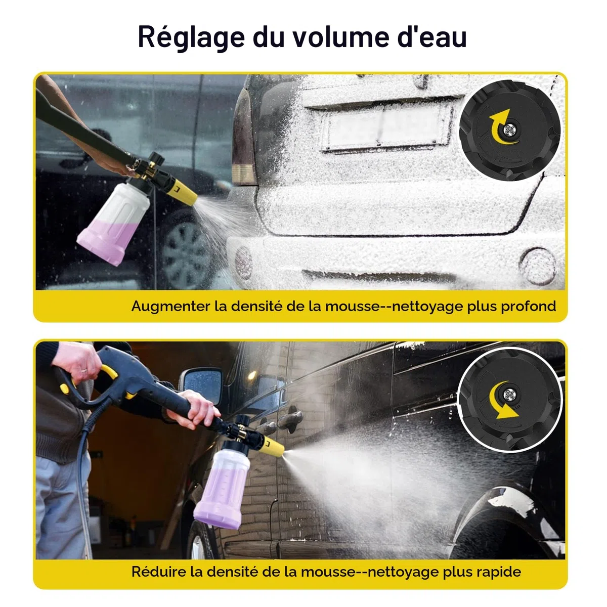 OHAYORI Lance à mousse neige pour nettoyeur haute pression Karcher K2 K3 K4 K5 K6 K7, buse de rechange améliorée, connexion et alimentation, distributeur de savon épais, buse de pulvérisation réglable
