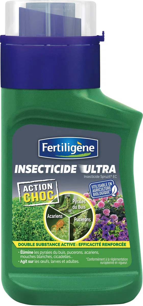 FERTILIGENE FSPRU250 - Insecticide Concentré Ultra Polyvalent UAB 250 ml - A base d'huile de colza et pyrèthrines - Usage arbres, arbustes, cultures florales, plantes vertes, rosiers - Jusqu'à 250 m²