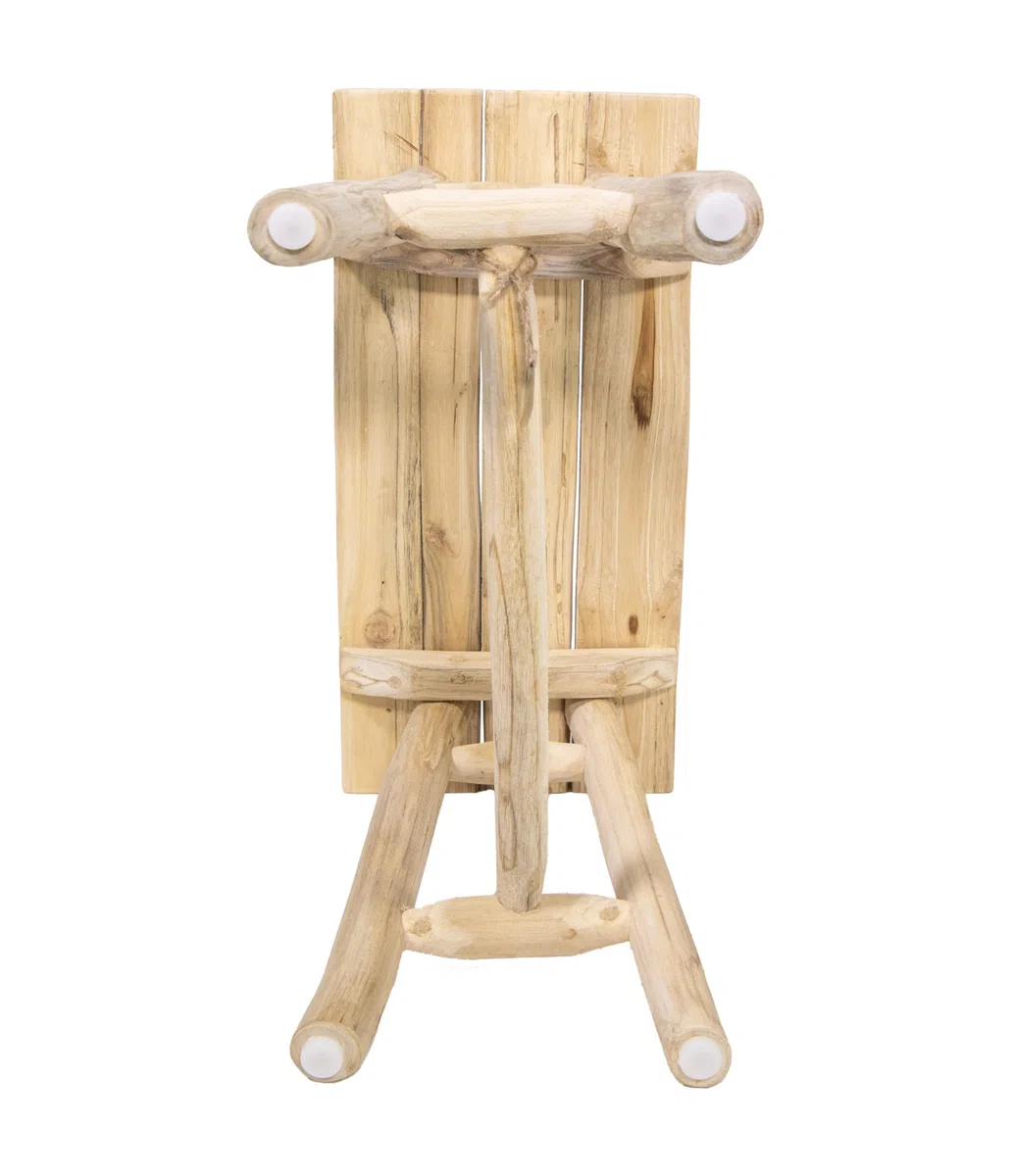 mgc24 Tabouret en teck - Support stable à 4 pieds en bois massif - Fabriqué à la main en bois véritable - Polyvalent et facile d'entretien - Prémonté - Parfait pour le salon, le jardin, la décoration