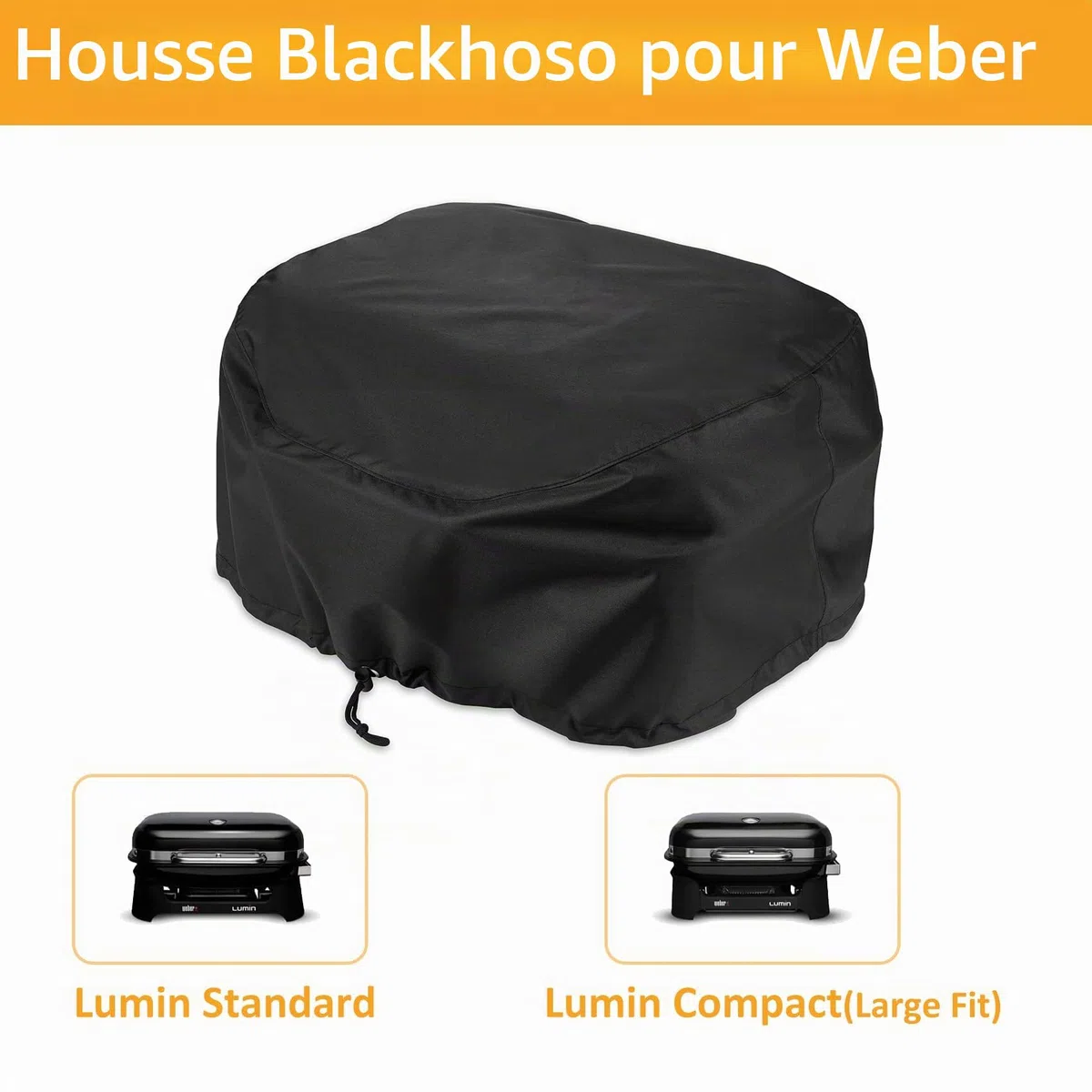 Housse de Protection pour Barbecue électrique Weber Lumin/Compact, Tissu 600D, Robuste, imperméable, résistant aux UV, sans Support, Accessoires de Barbecue d'extérieur