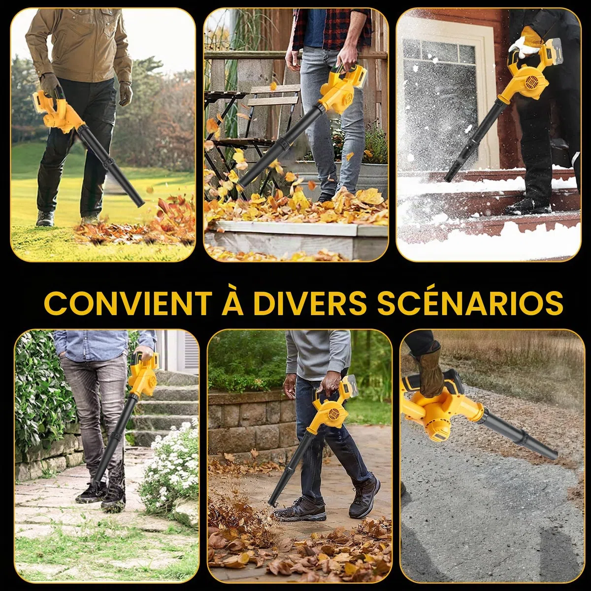 Powarobor Souffleur à Feuilles sans Fil Compatible avec DeWalt 18 V Les Batteries DCB180-201 (Outil Seulement, sans Batterie/Chargeur, 18,500 TR/Min, 3,5 m³/Min, Affichage LED,1,54 kg)