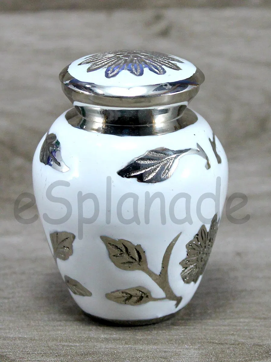 eSplanade Urne funéraire Memorials Conteneur Jar Pot | Urnes en métal | Urnes funéraires | Urne commémorative (sculptée en Blanc)…