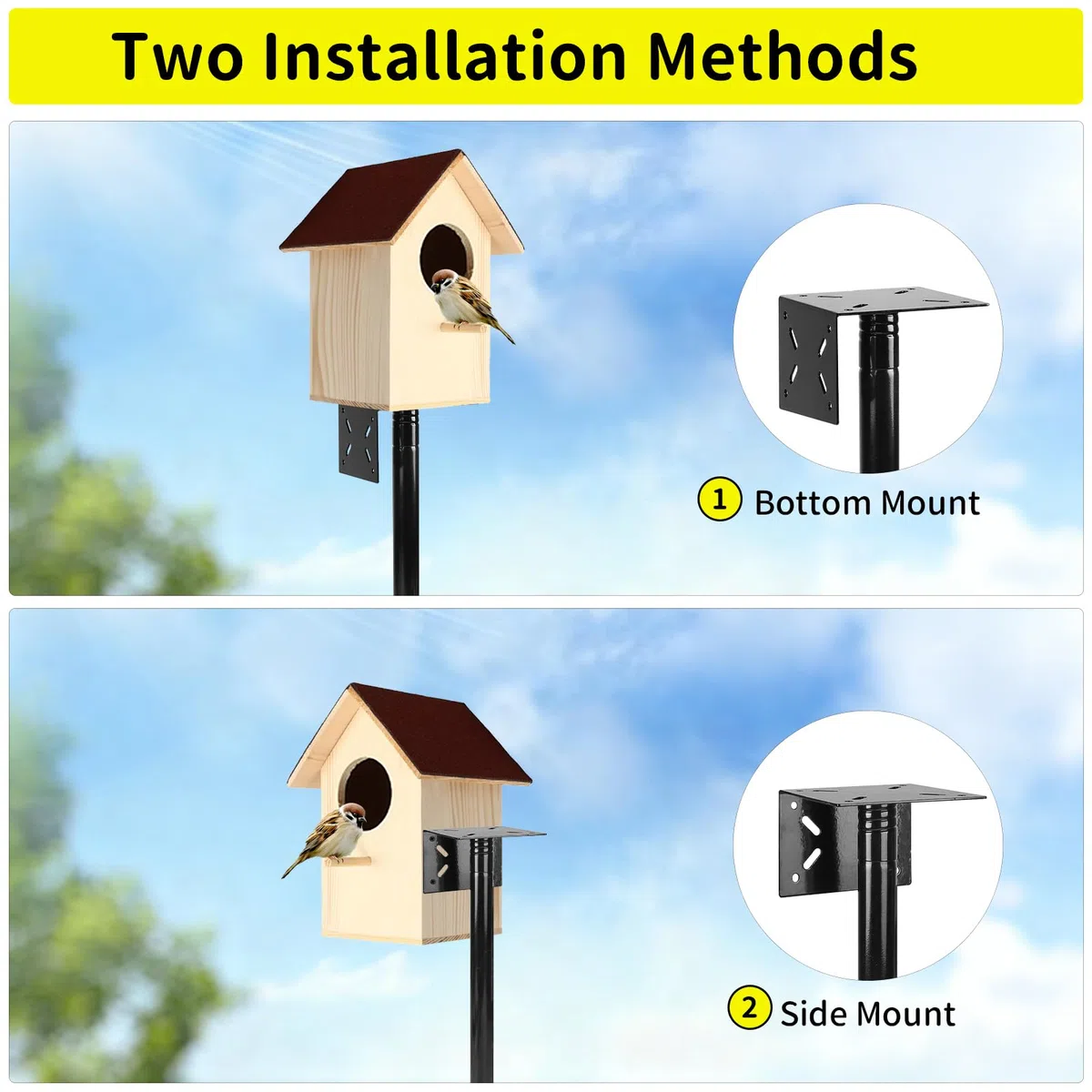 1 Pièce Support réglable pour nichoir, Hauteur ajustable jusqu'à 220 cm Ensemble universel pour jardin avec base à 5 branches pour mangeoires, stations météo, Noir (sans nichoir et vis)