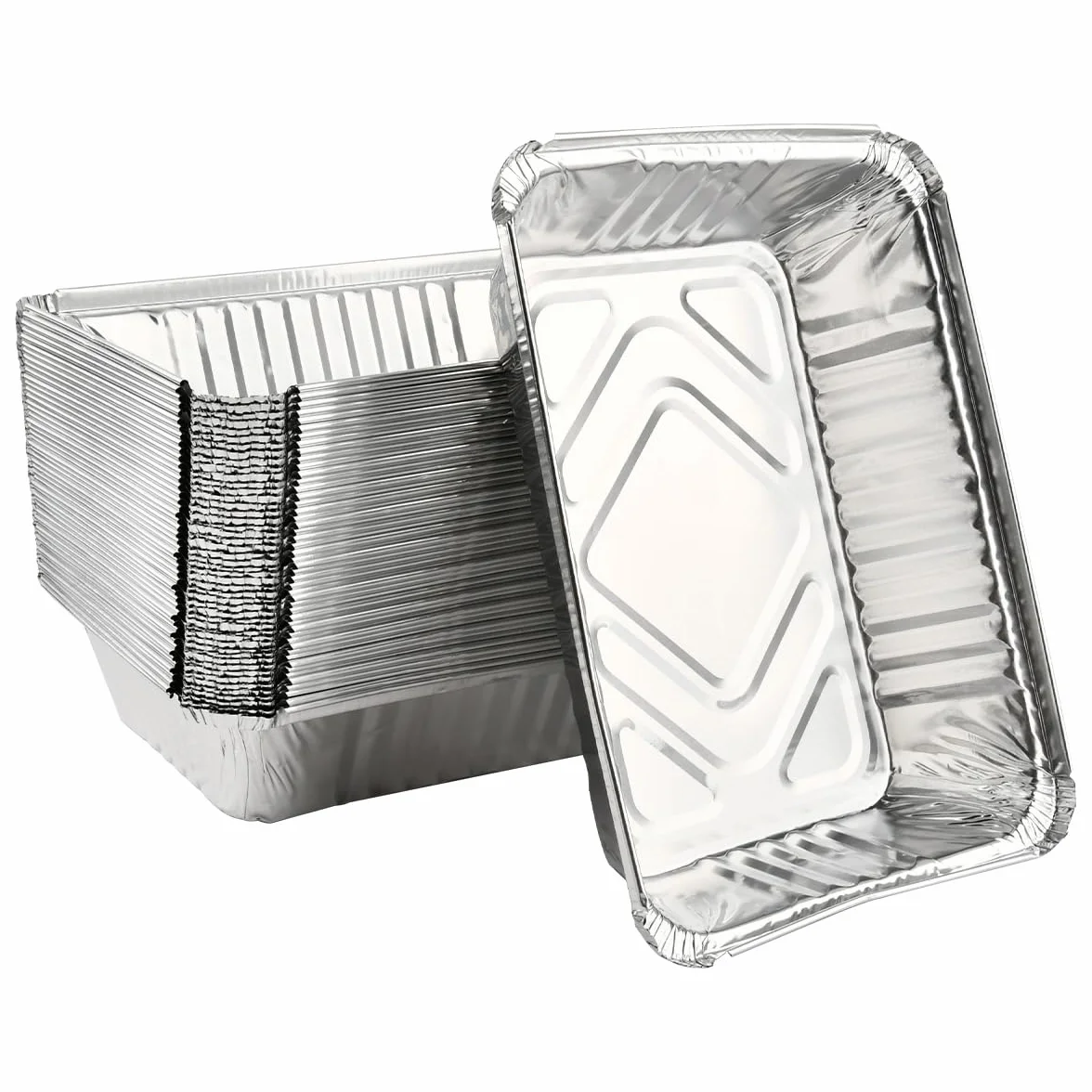 50 Pièces Barquette Aluminium Barbecue, 1000ml Plat Aluminium Jetable, Barquette en Aluminium Rectangulaire, Barbecue Plateaux Parfait pour la Cuisson Grillage Cuisine Restauration