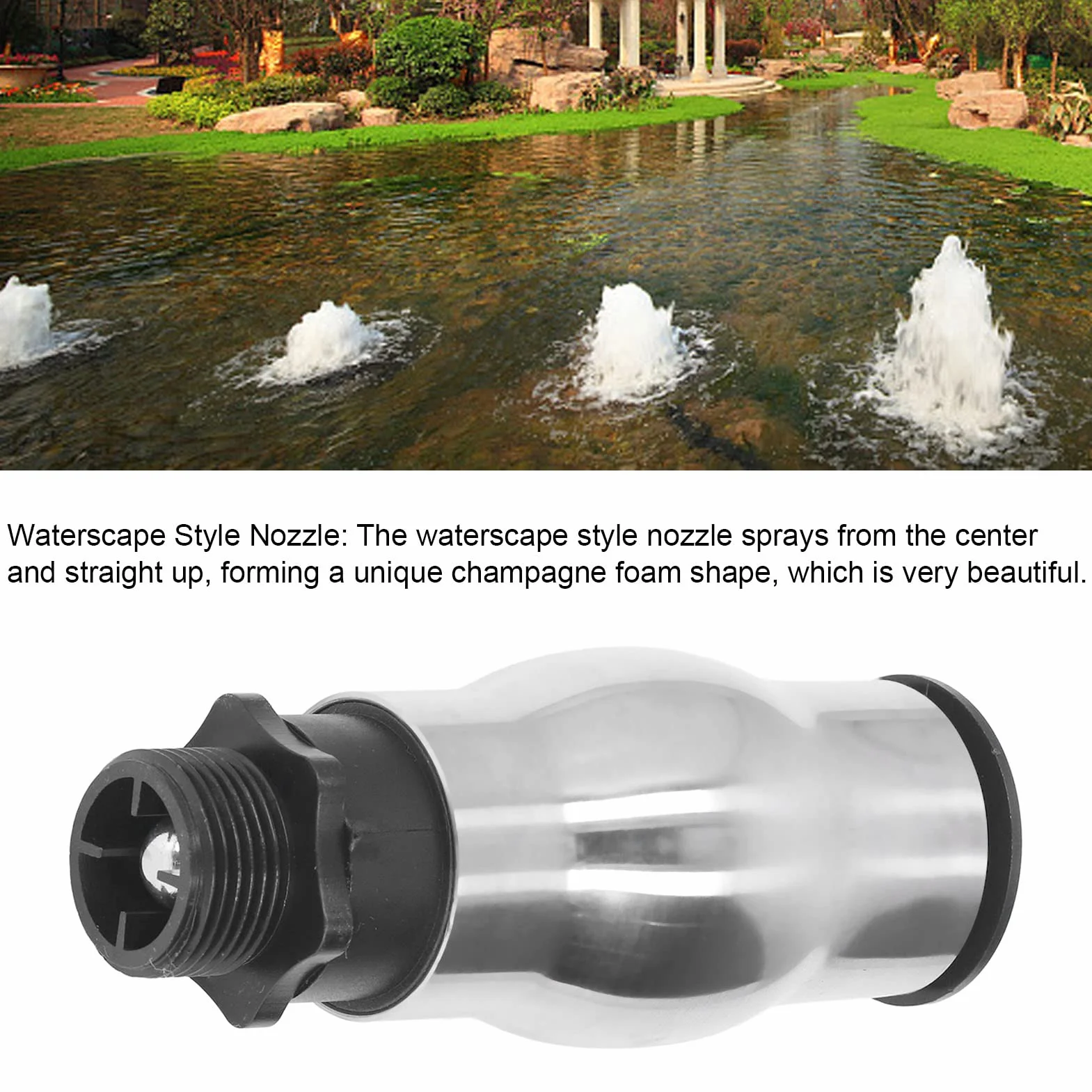 Syrisora G1 Tête de pulvérisation d'eau en acier inoxydable 304 pour fontaine à jet mousseux pour jardin, étang, lac