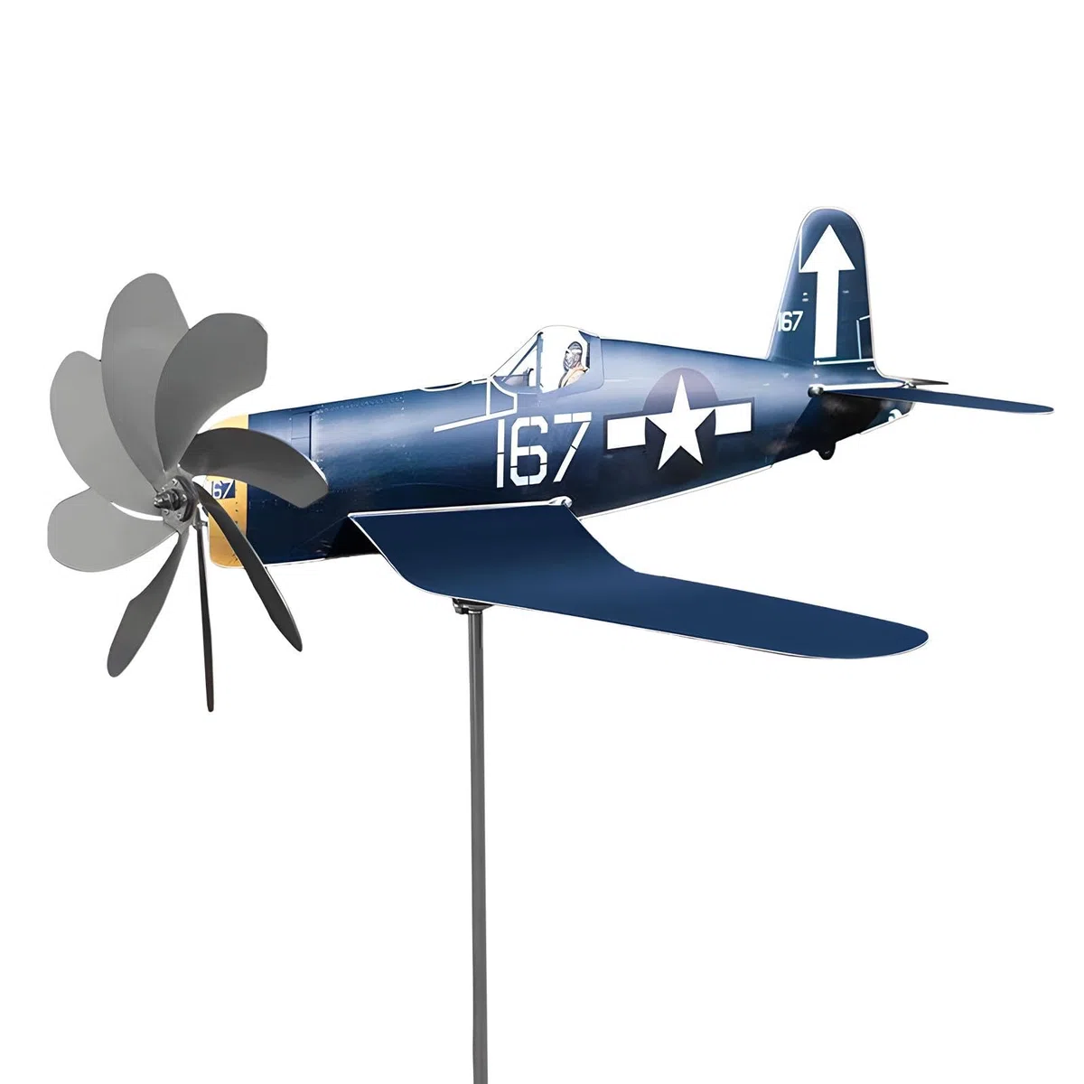 Murman Girouette D'avion En Métal - Moulin À Vent Pour Décoration De Pelouse Cour Et Jardin 35x18x9cm - Résistant Aux Intempéries - Bleu