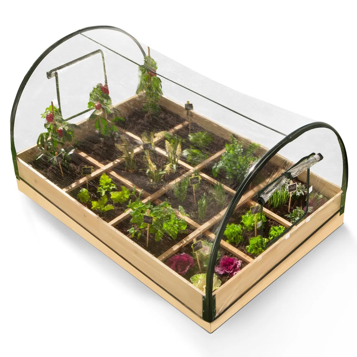 IDMarket - Carré Potager 12 Compartiments + Housse Serre châssis