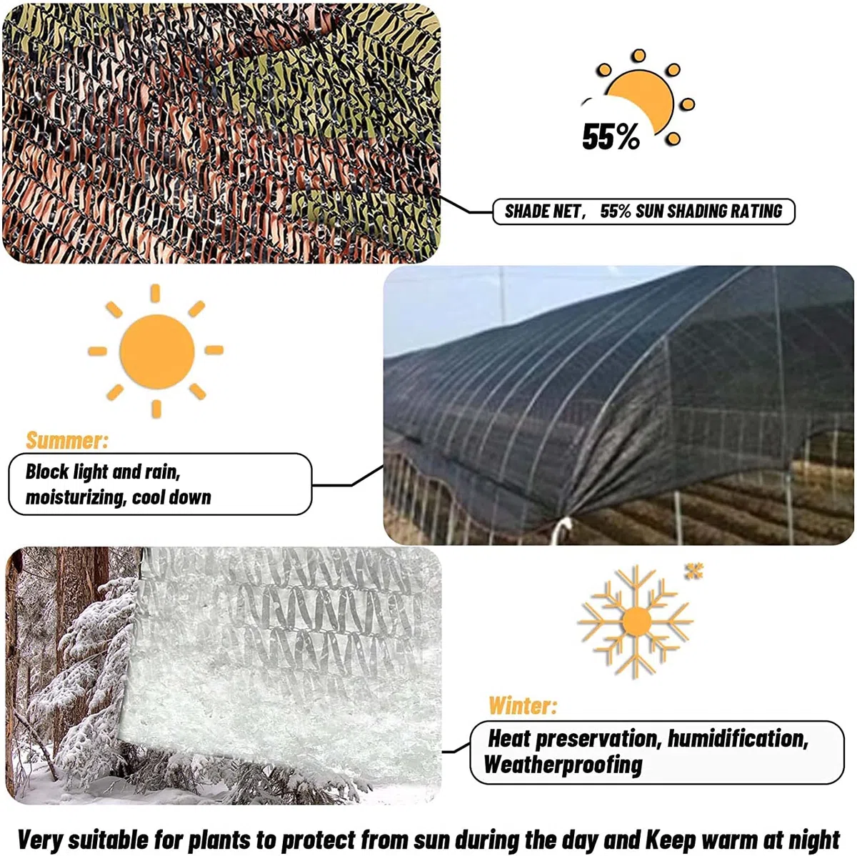 LATERN Couverture de Tissu D'ombre de 55%, 2m x 10m Maille De Jardin Bâche D'ombrage Filet D'ombrage en Pehd Filet Résistant Aux UV pour Couverture de Serre Patio Plante Fleur Poulailler Abri D'auto