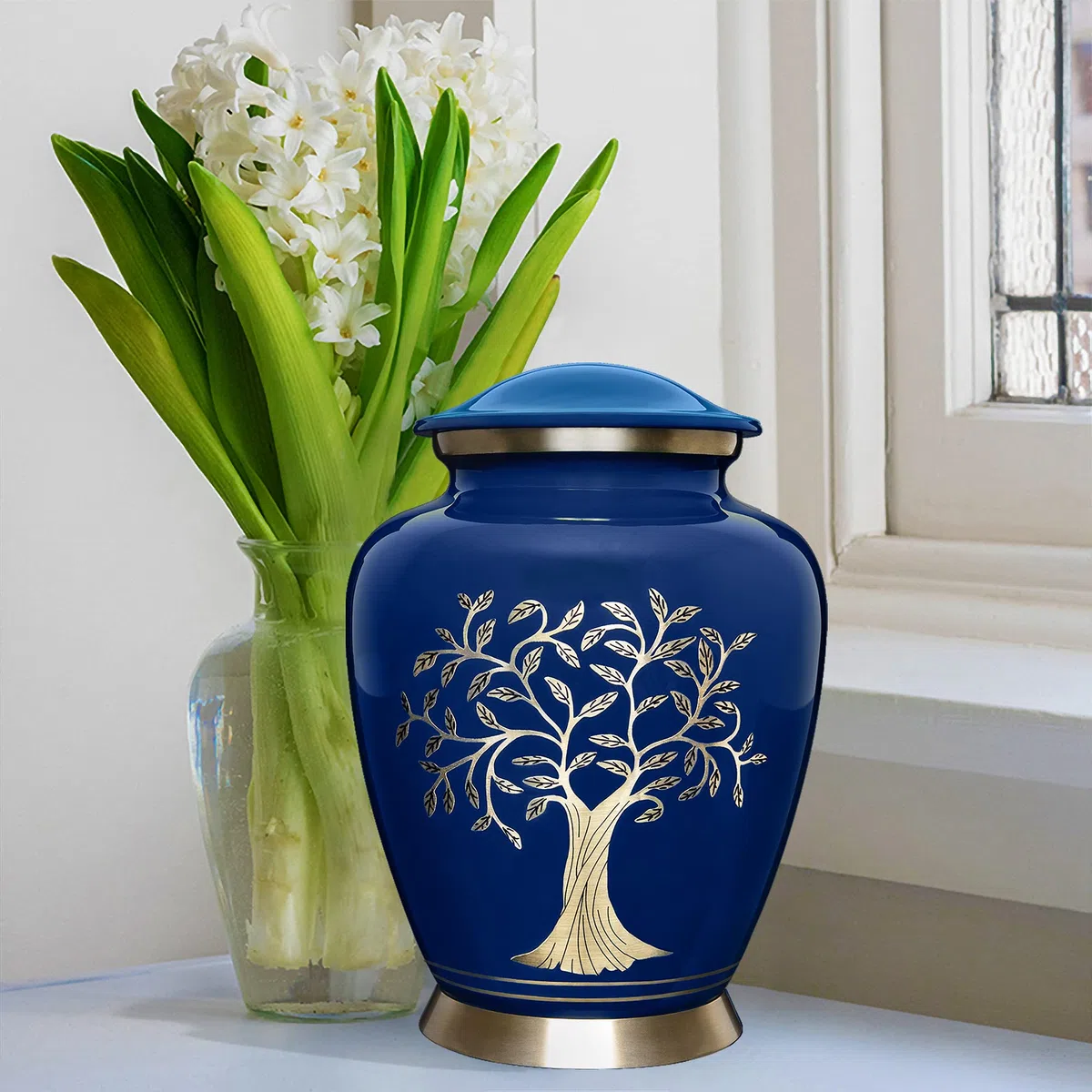 Trupoint Memorials Grande urne funéraire en Forme d'arbre de Vie pour Les Cendres humaines – Une urne Chaude et Simple Qui Fait Un Endroit de Repos pour Votre Bien-aimé – avec Sac en Velours