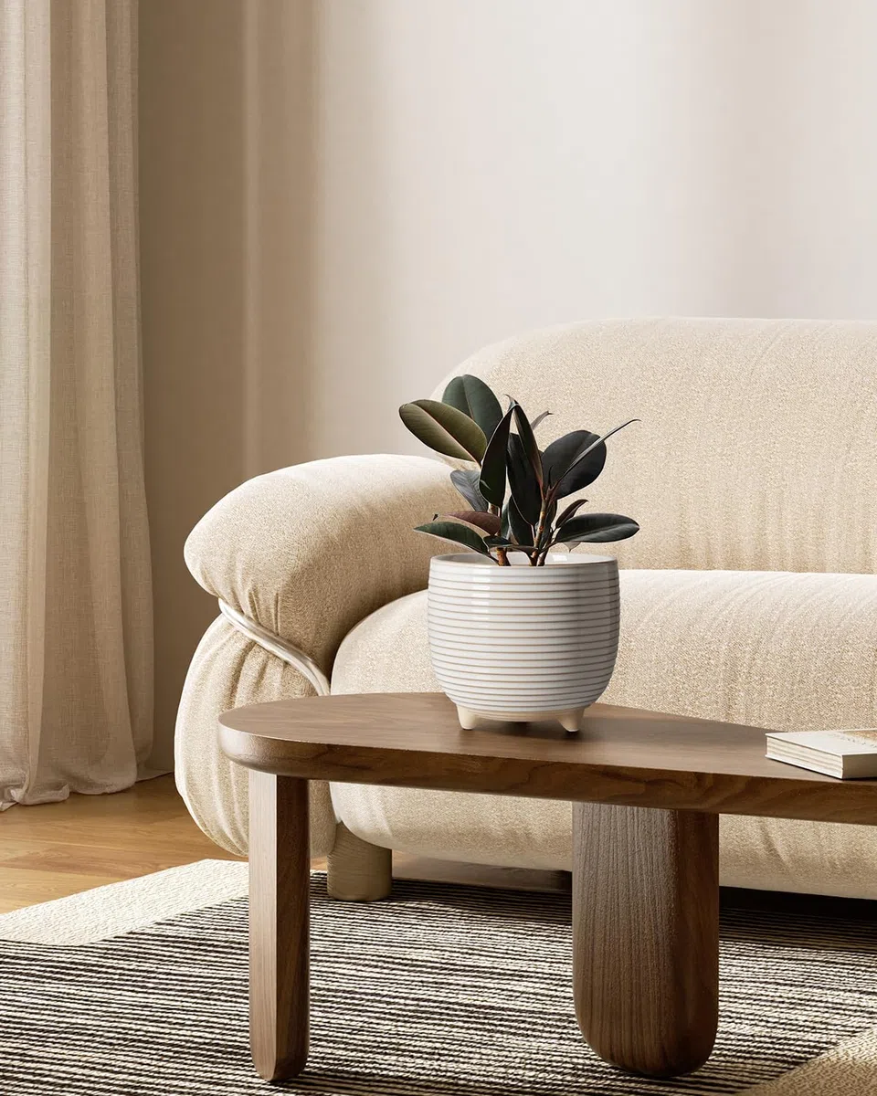 LE TAUCI Pot de Fleurs en Céramique, Pots sur Pieds 13+16 cm pour Plantes, Moderne pour la Maison et Le Bureau, Pot d’Intérieur avec Trou de Drainage, Blanc à Émail Réactif